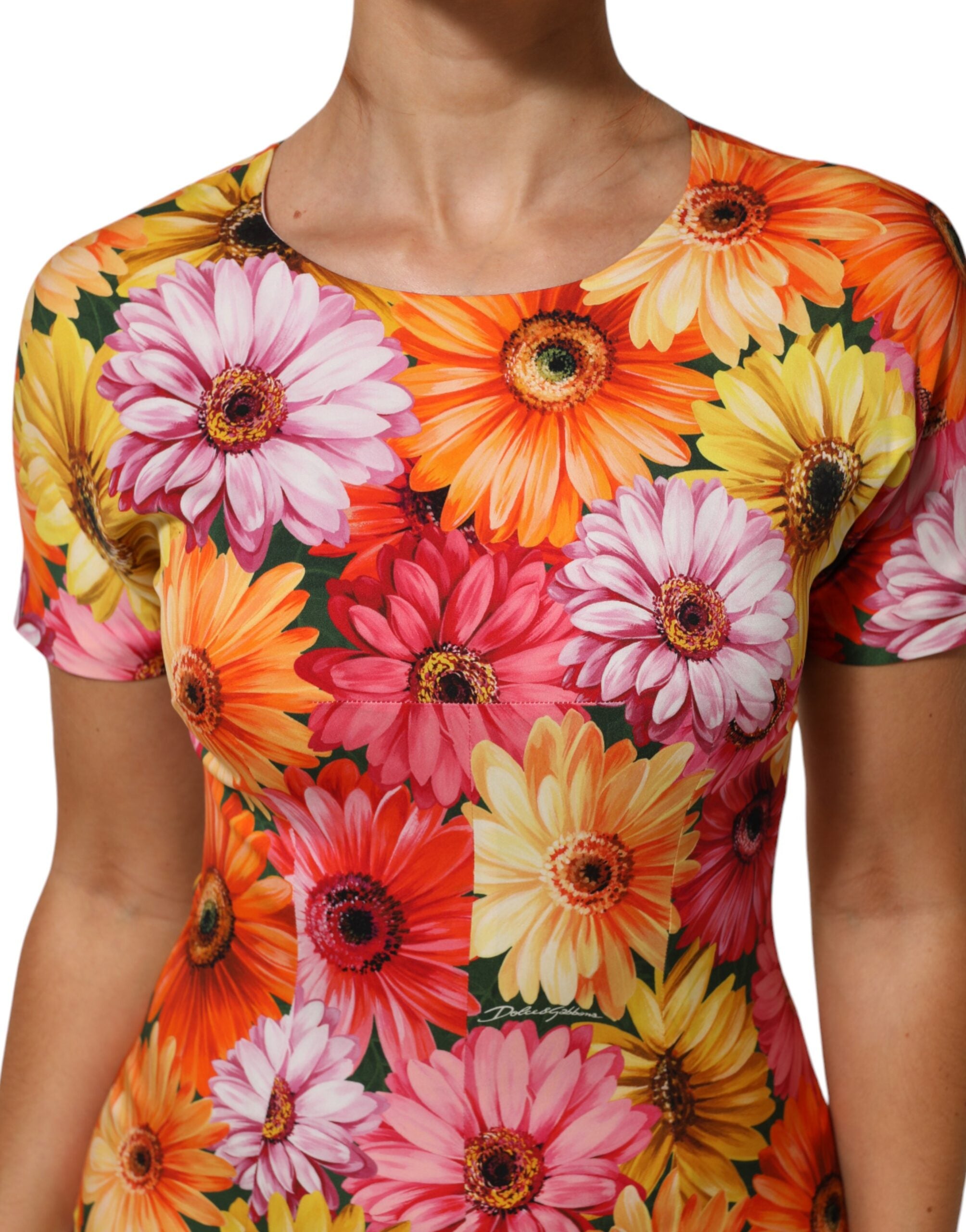 Dolce & Gabbana multicolor silk midi dress with floral print-5