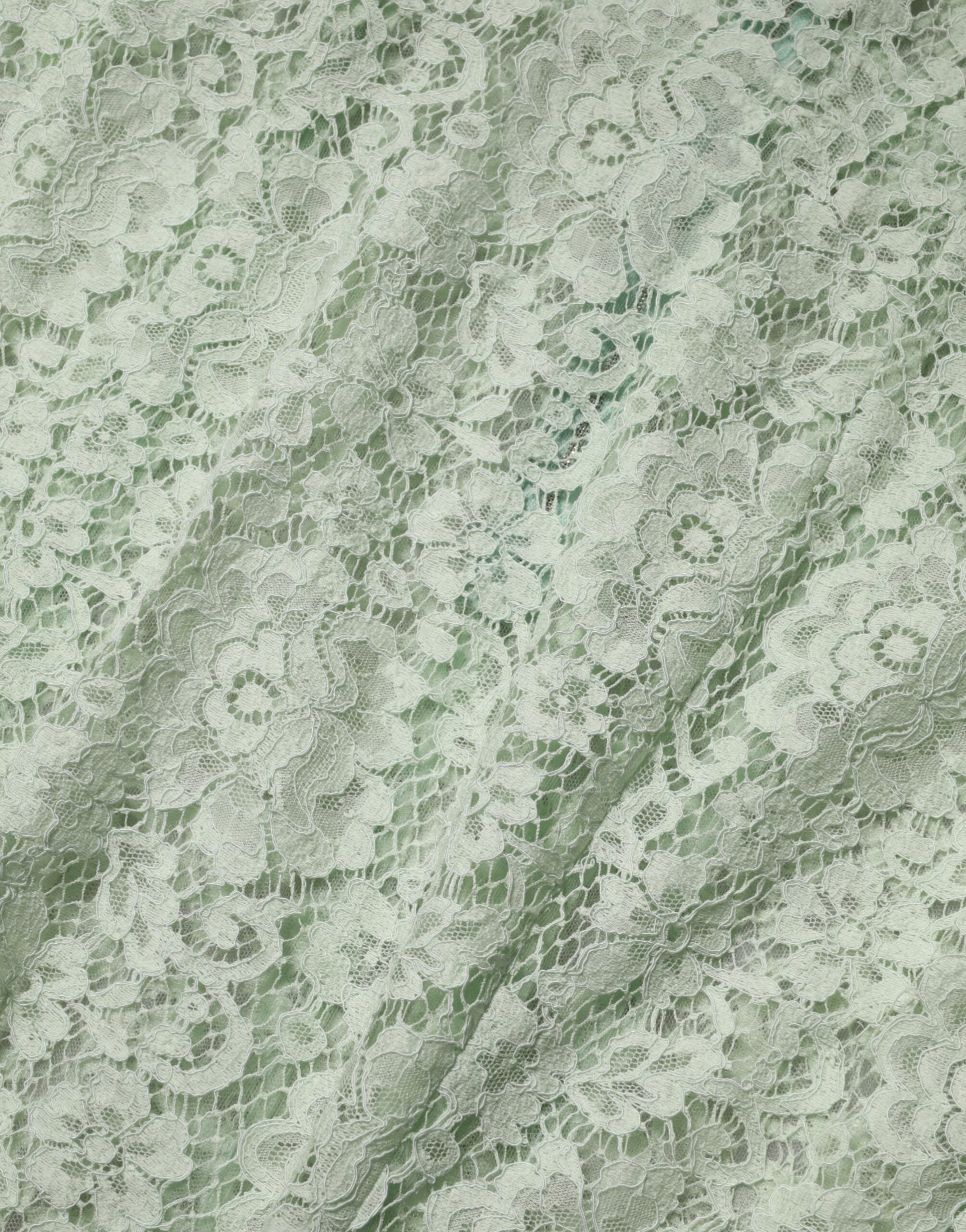 Dolce & Gabbana mint green midi dress with floral pattern and lace trim-8
