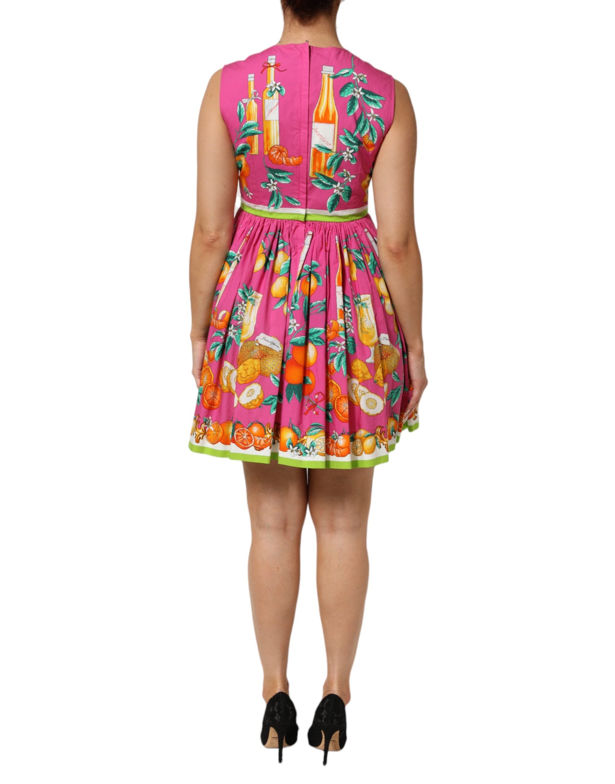 Dolce & Gabbana pink sleeveless mini dress with fruit print-4