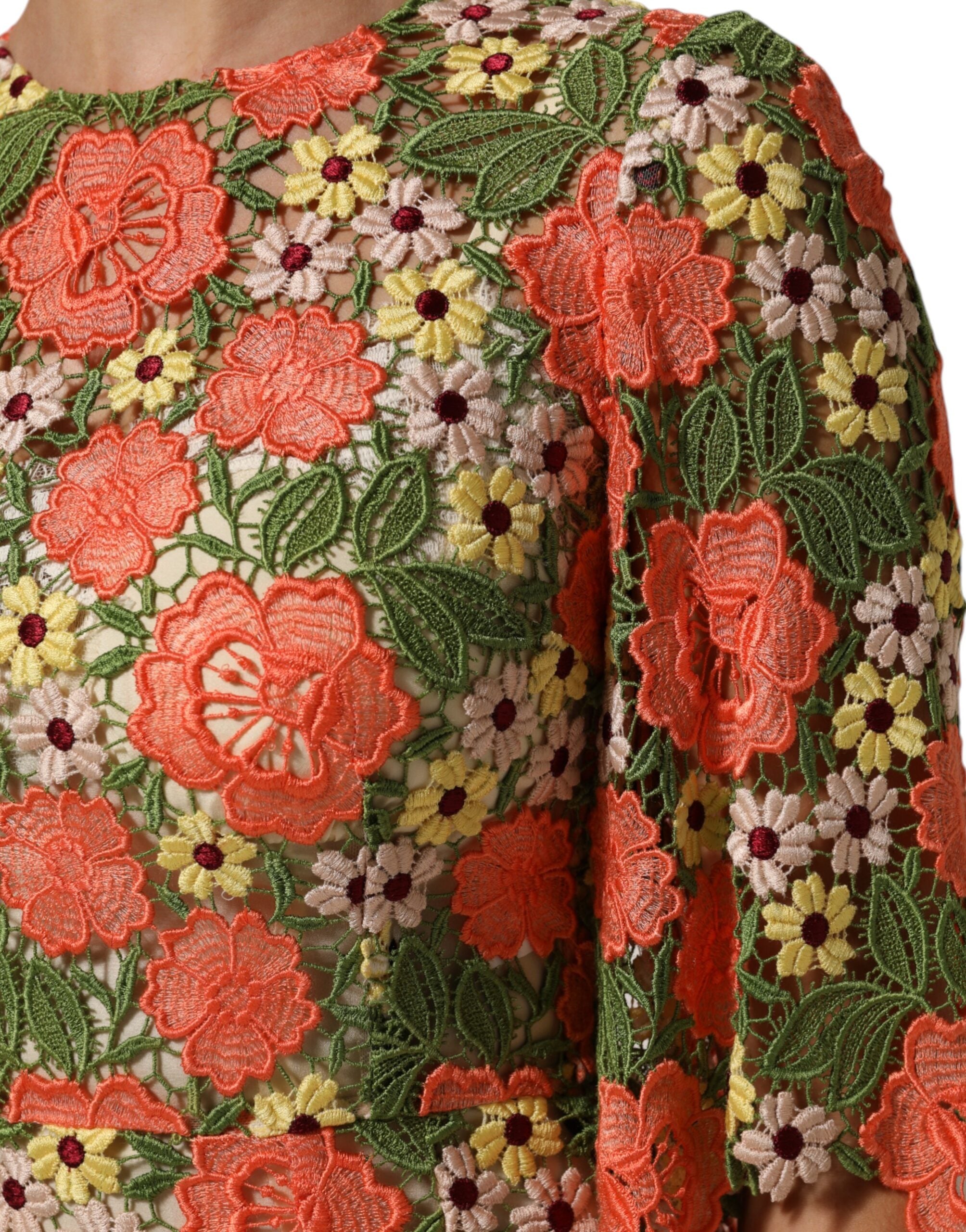 Dolce & Gabbana Multicolored floral embroidered Aline mini dress-6