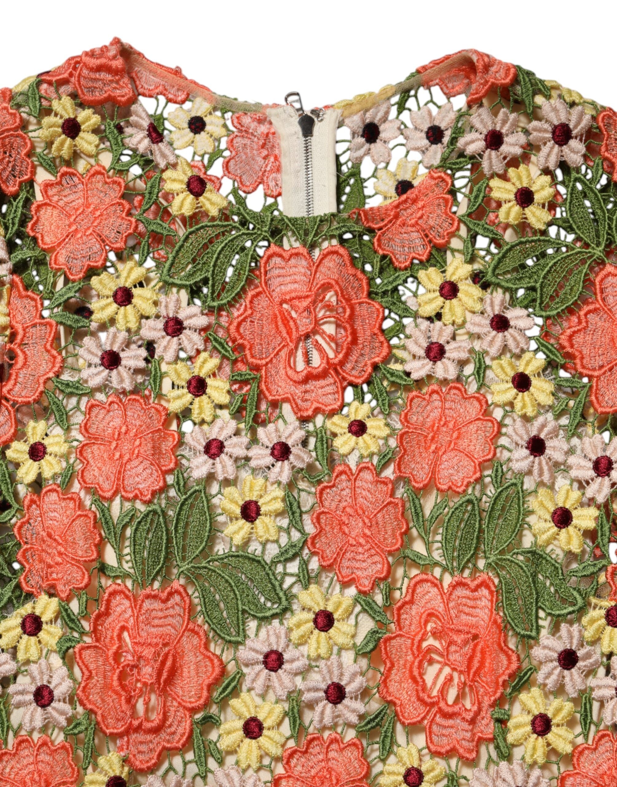 Dolce & Gabbana Multicolored floral embroidered Aline mini dress-7