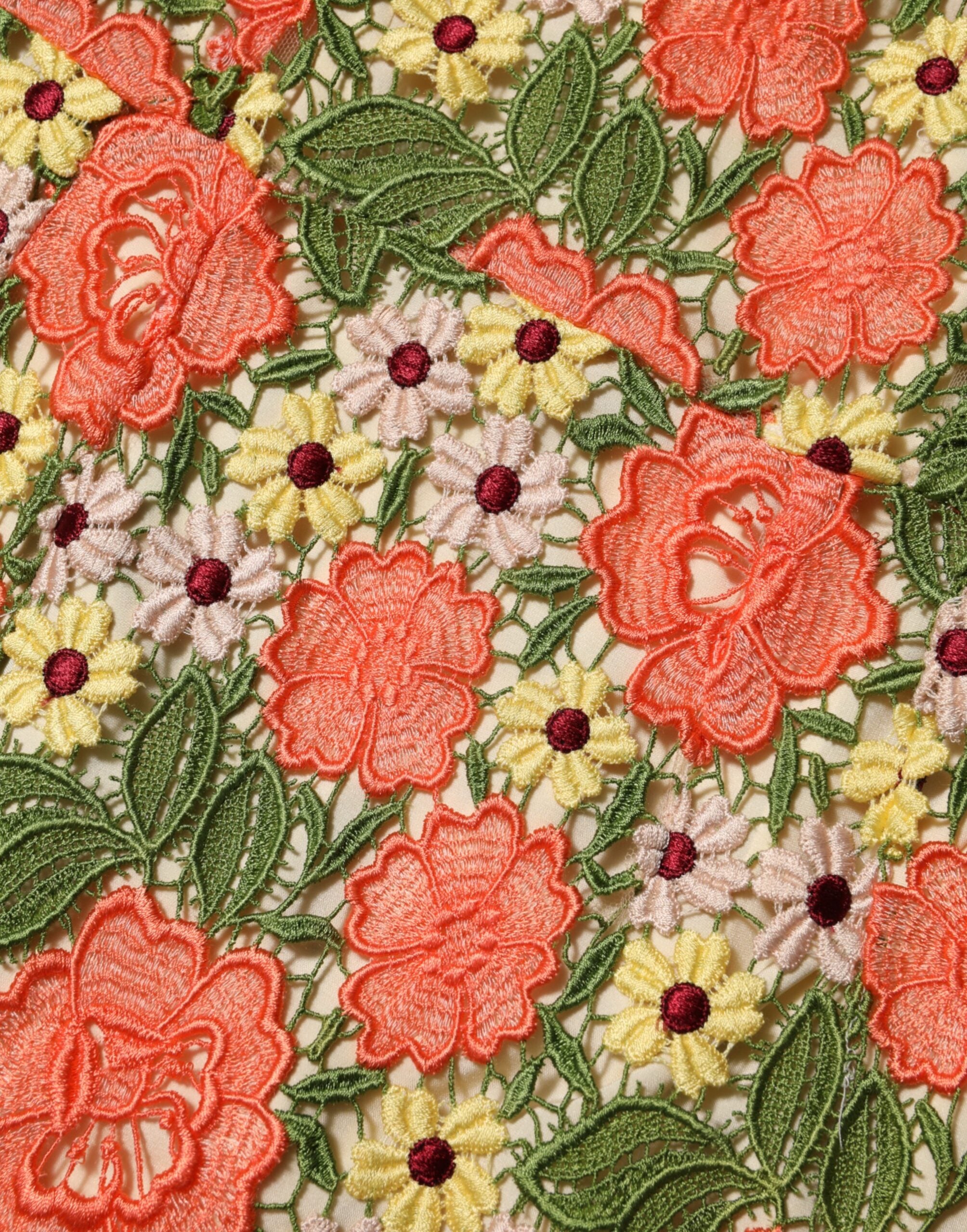 Dolce & Gabbana Multicolored floral embroidered Aline mini dress-8