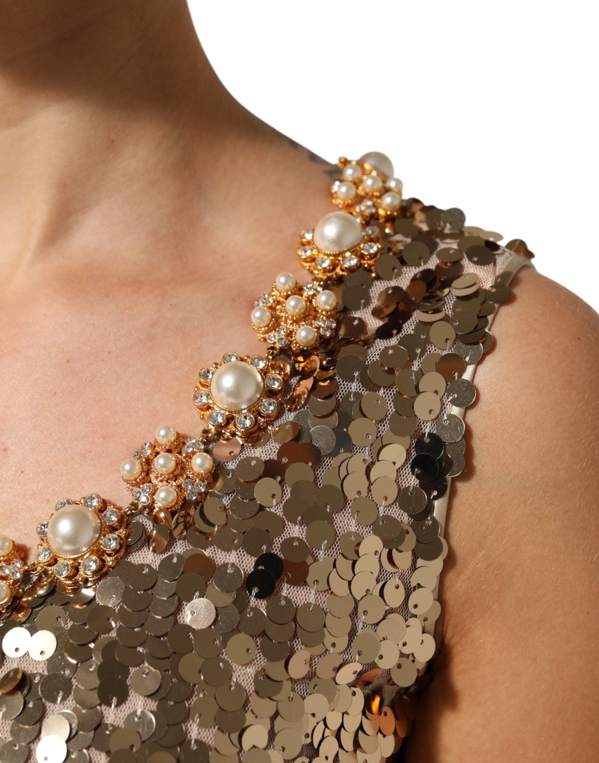 Dolce & Gabbana Gold Sequined Nylon A-Line Mini Dress-6