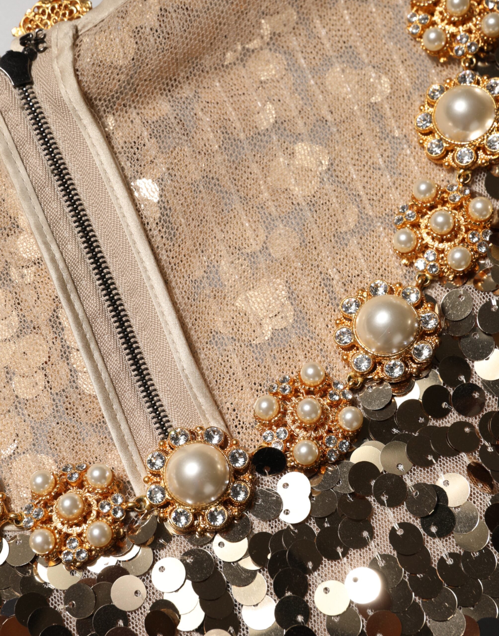 Dolce & Gabbana Gold Sequined Nylon A-Line Mini Dress-8