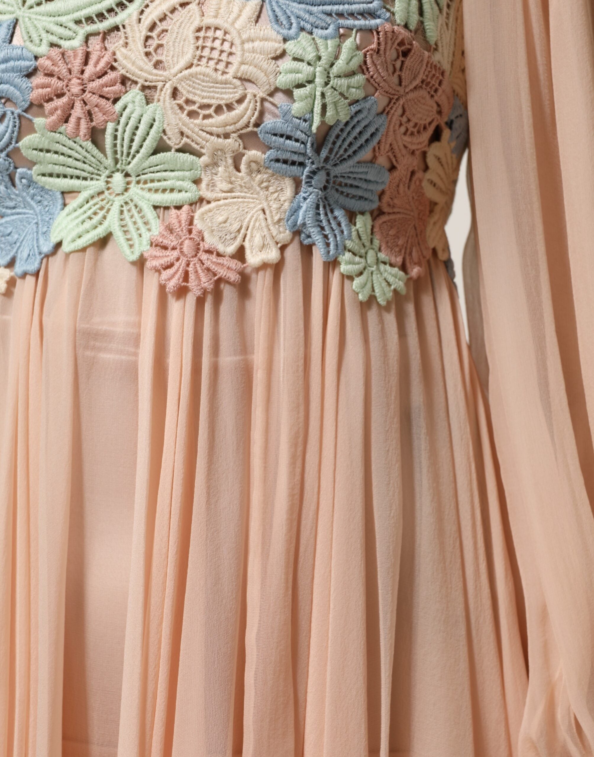 Dolce & Gabbana pink A-line dress with floral embroidery and pleats-6