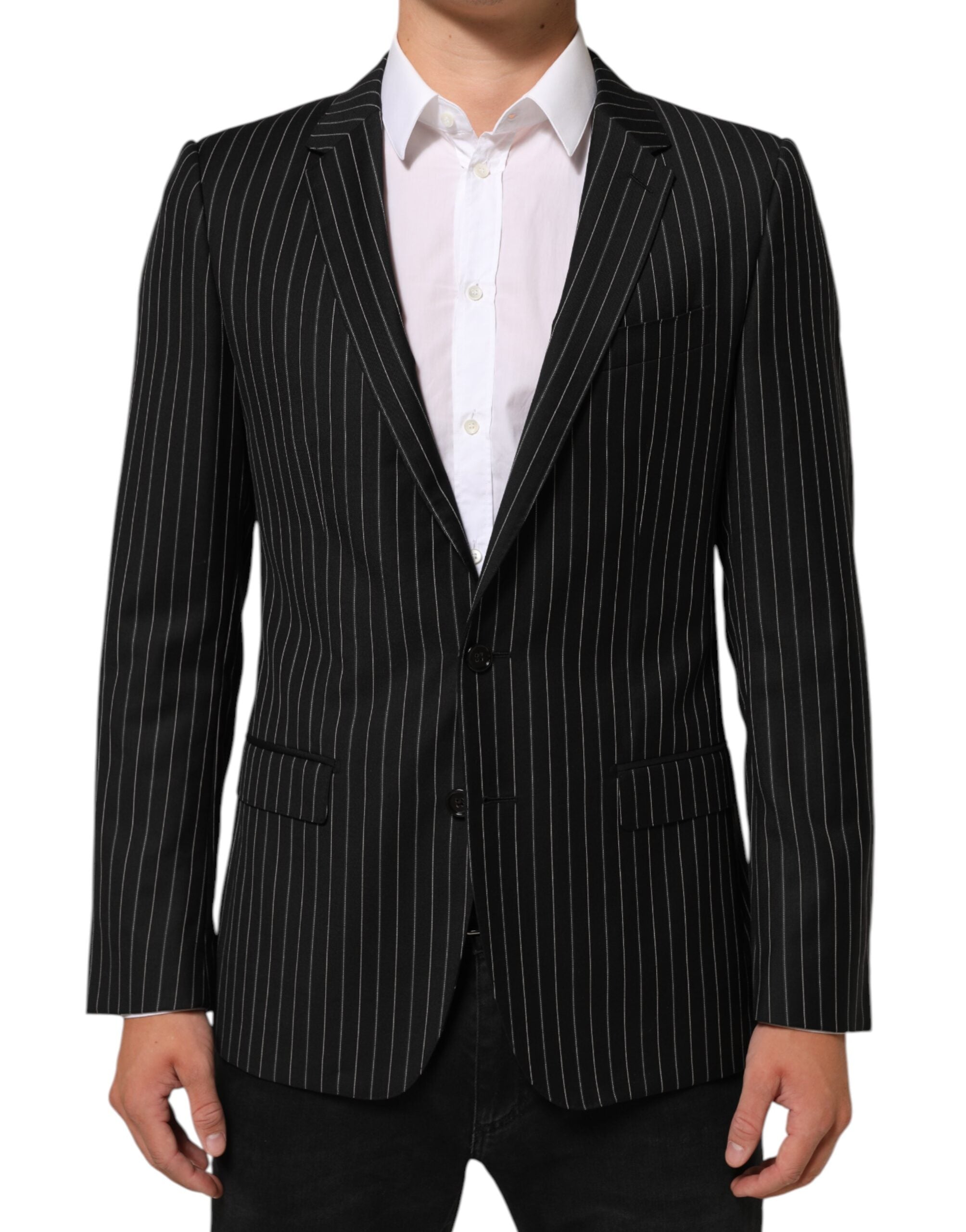 Dolce & Gabbana Black striped MARTINI 1-button suit blazer-2