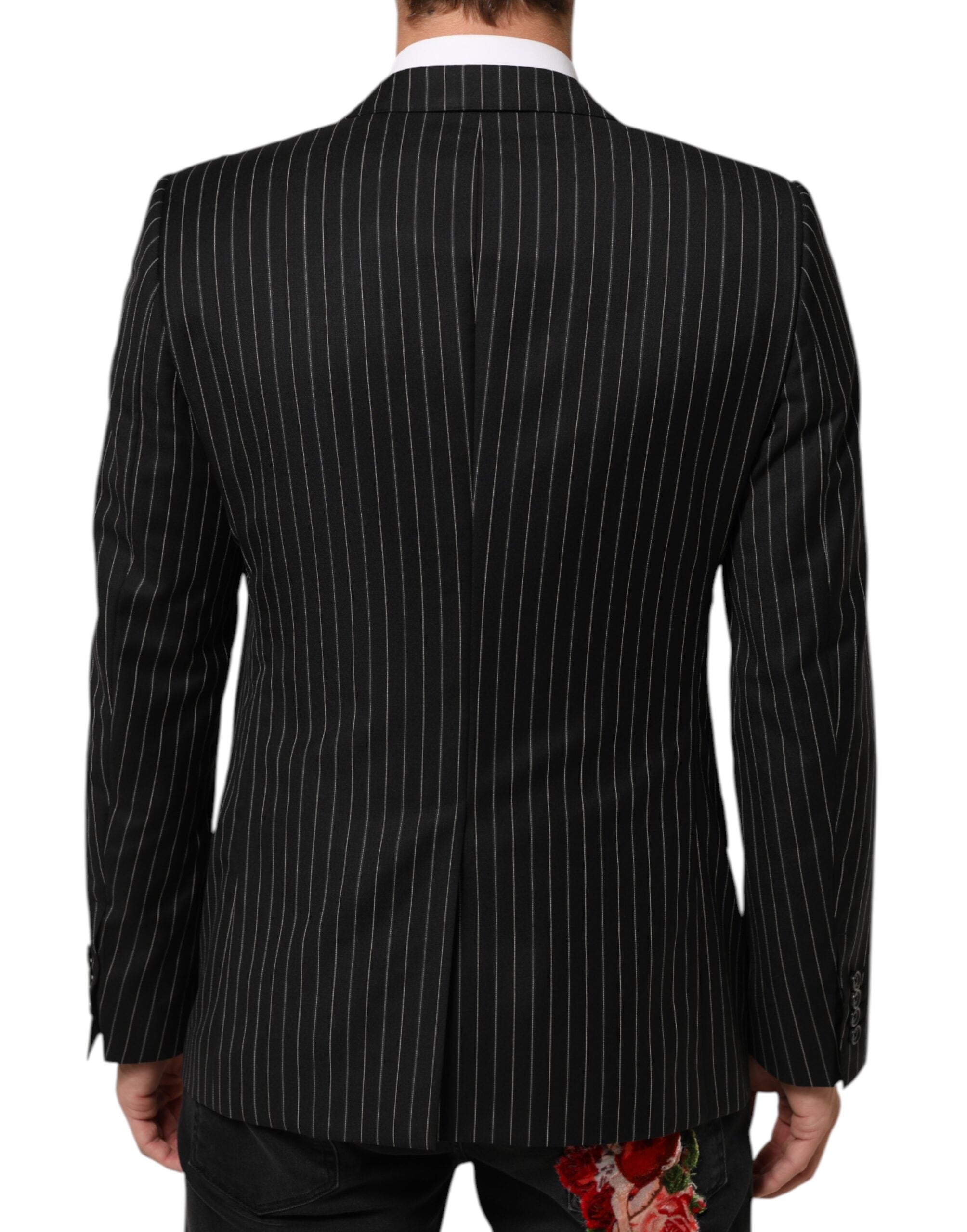 Dolce & Gabbana Black striped MARTINI 1-button suit blazer-4