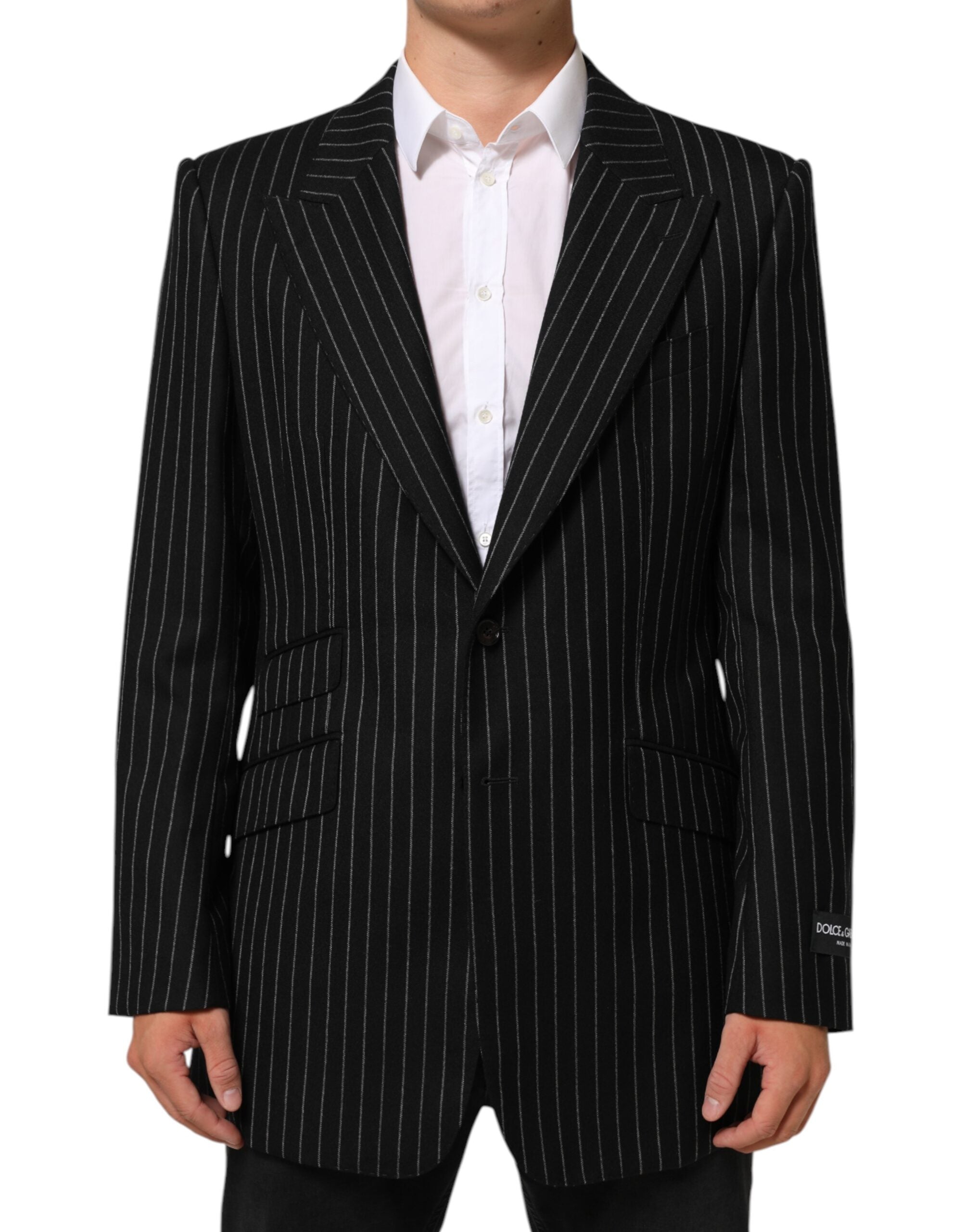 Dolce & Gabbana black striped 2-button suit jacket blazer-1