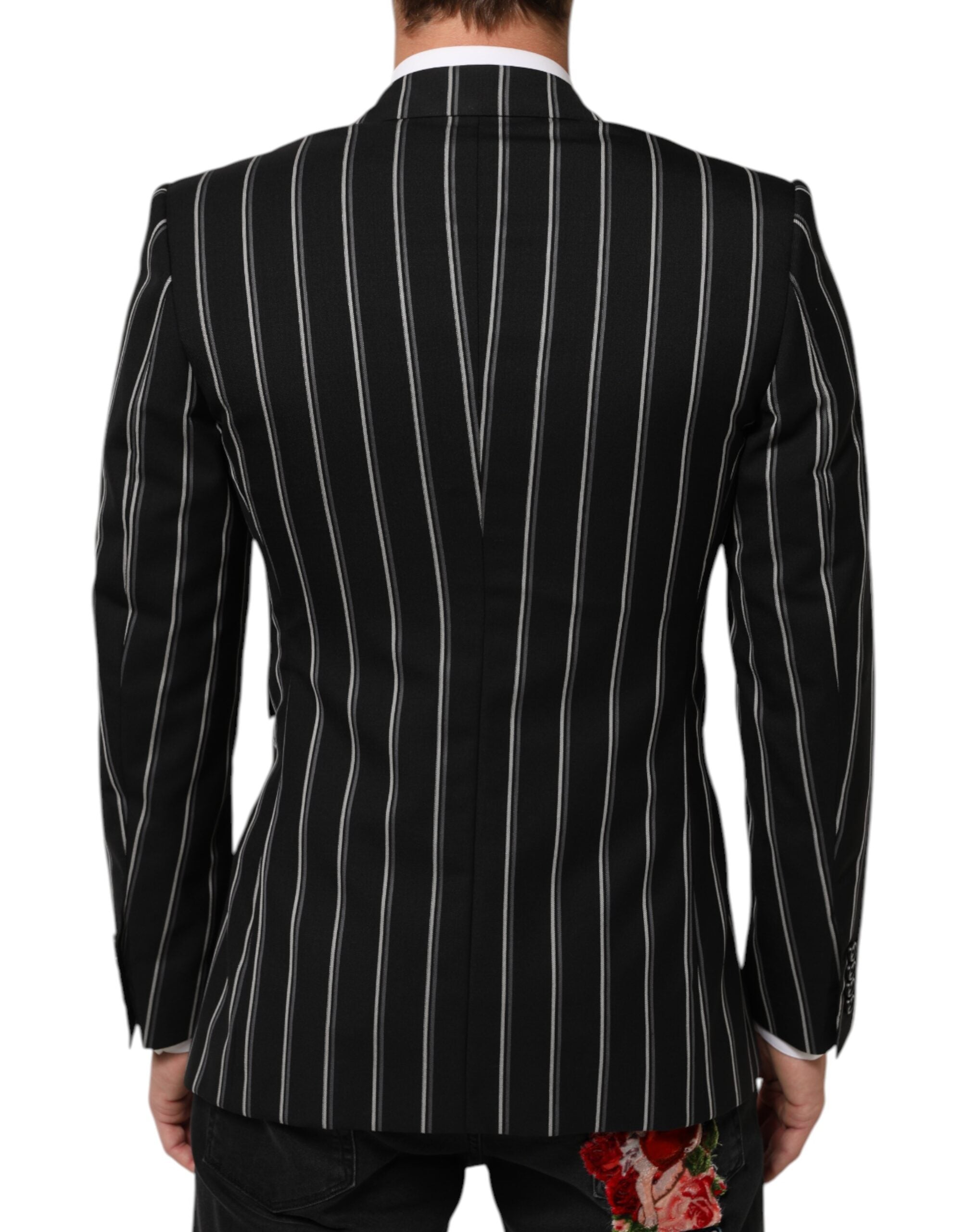 Dolce & Gabbana Schwarz gestreifter SICILIA 1-Knopf Anzug Blazer-4