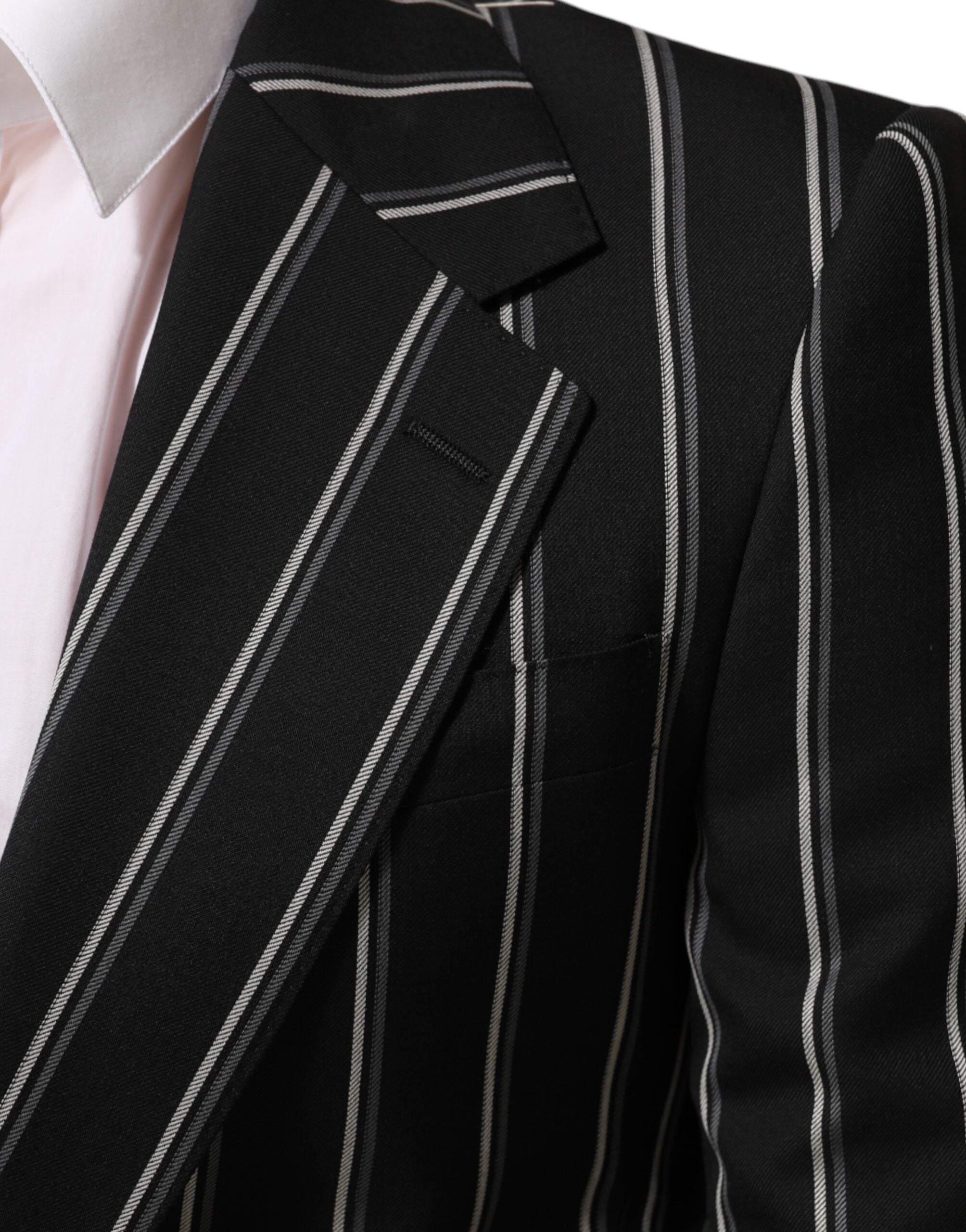 Dolce & Gabbana Schwarz gestreifter SICILIA 1-Knopf Anzug Blazer-6