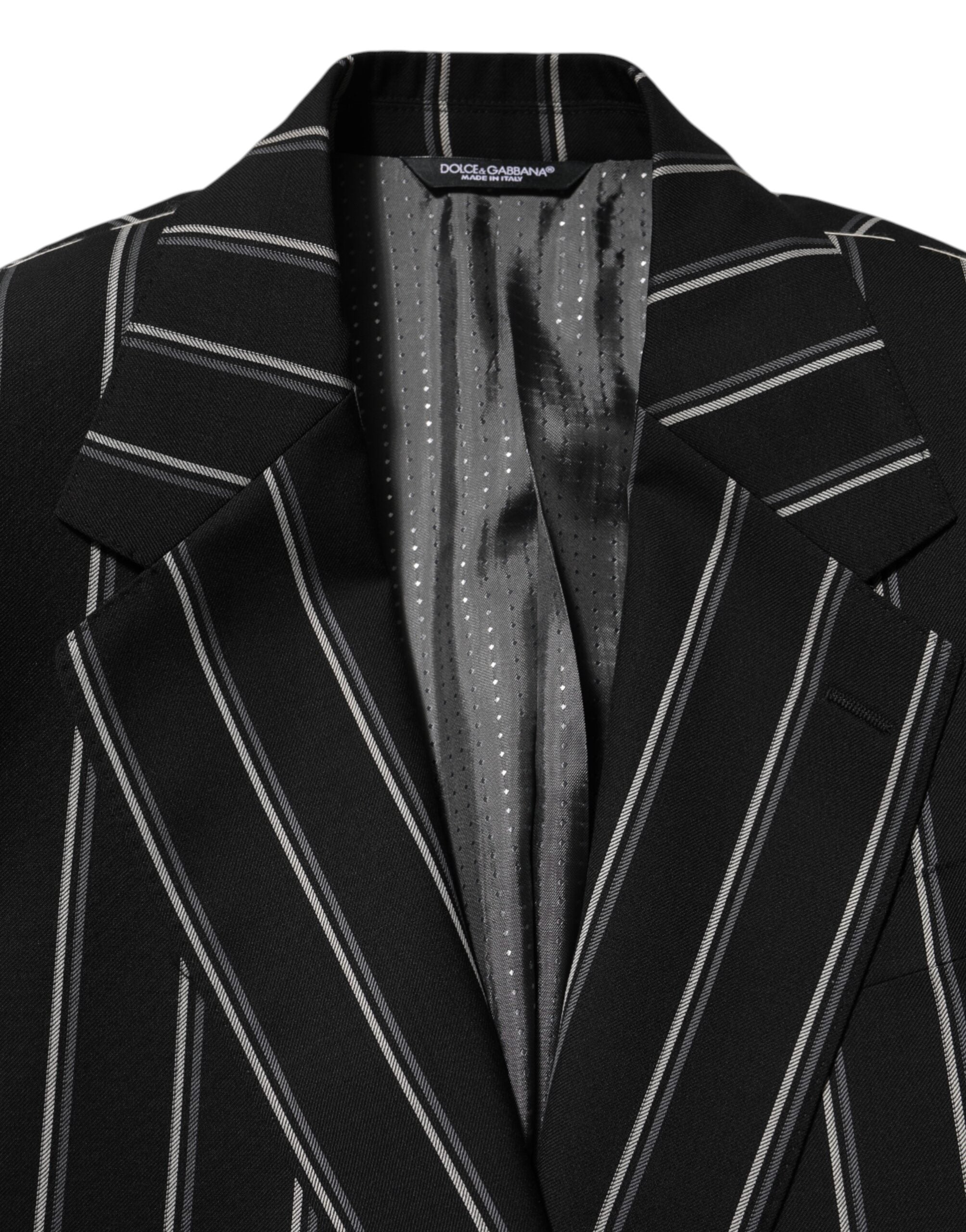 Dolce & Gabbana Schwarz gestreifter SICILIA 1-Knopf Anzug Blazer-7