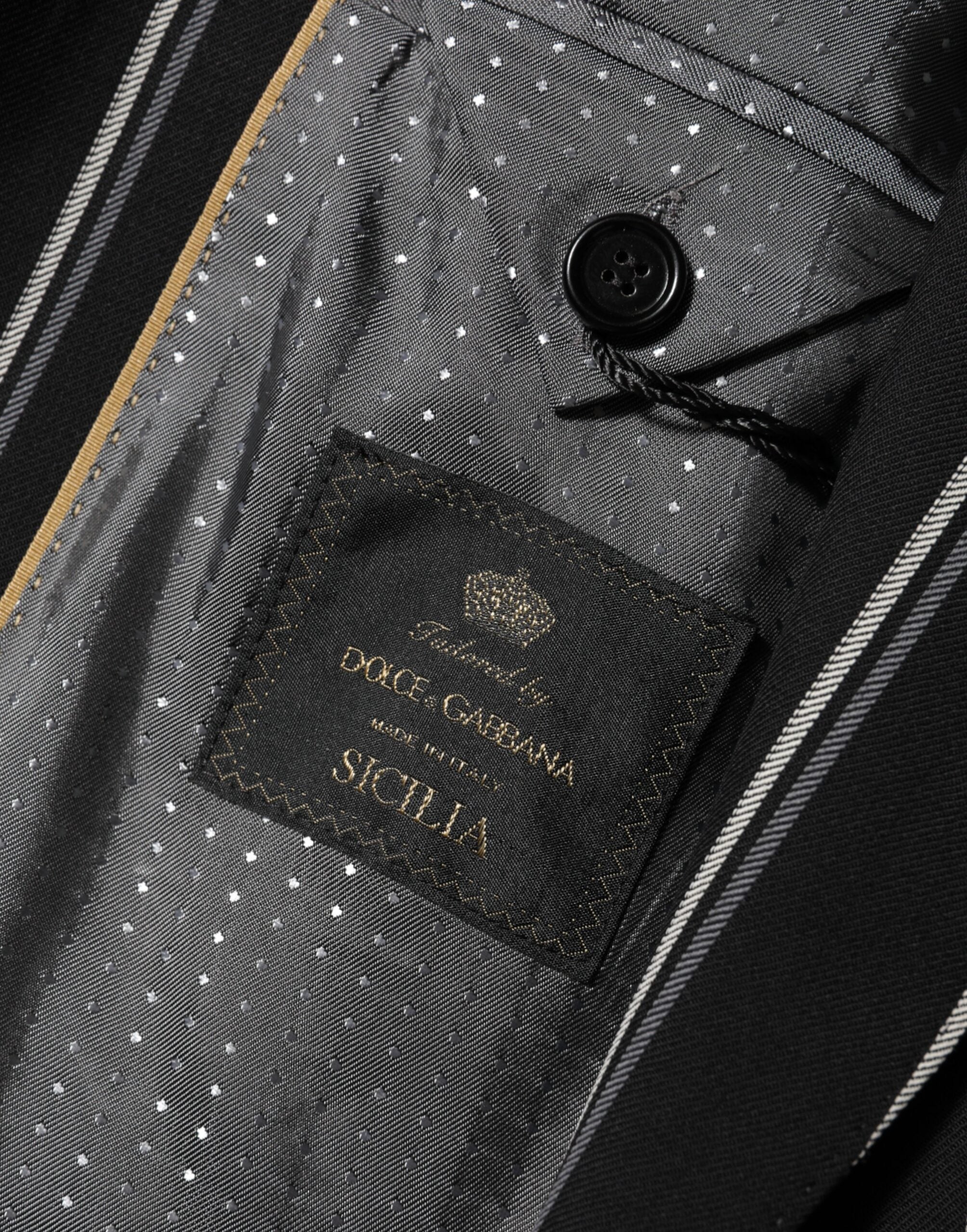 Dolce & Gabbana Schwarz gestreifter SICILIA 1-Knopf Anzug Blazer-8