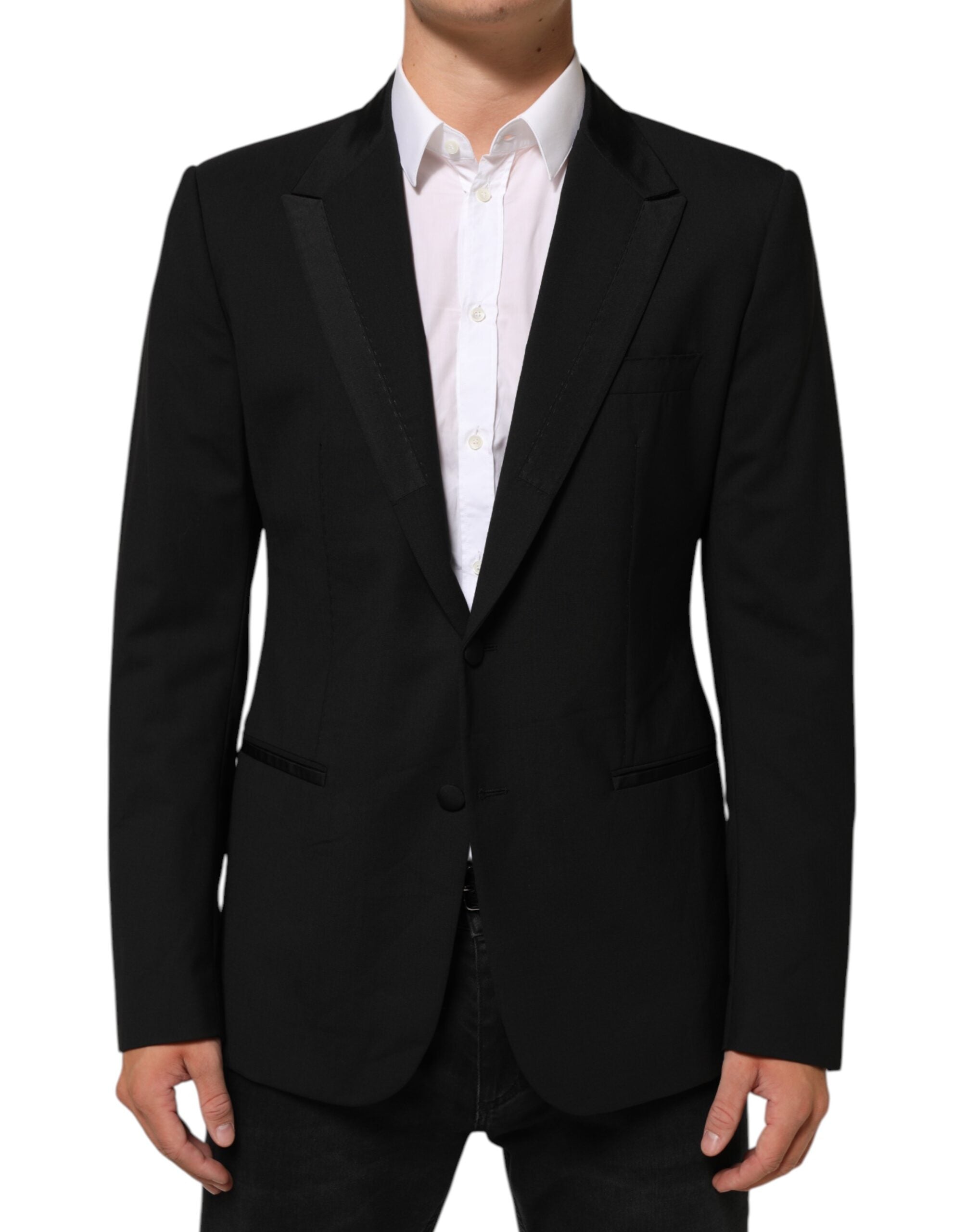 Dolce & Gabbana Black Wool 2 Button Suit Men's Jacket Blazer-2