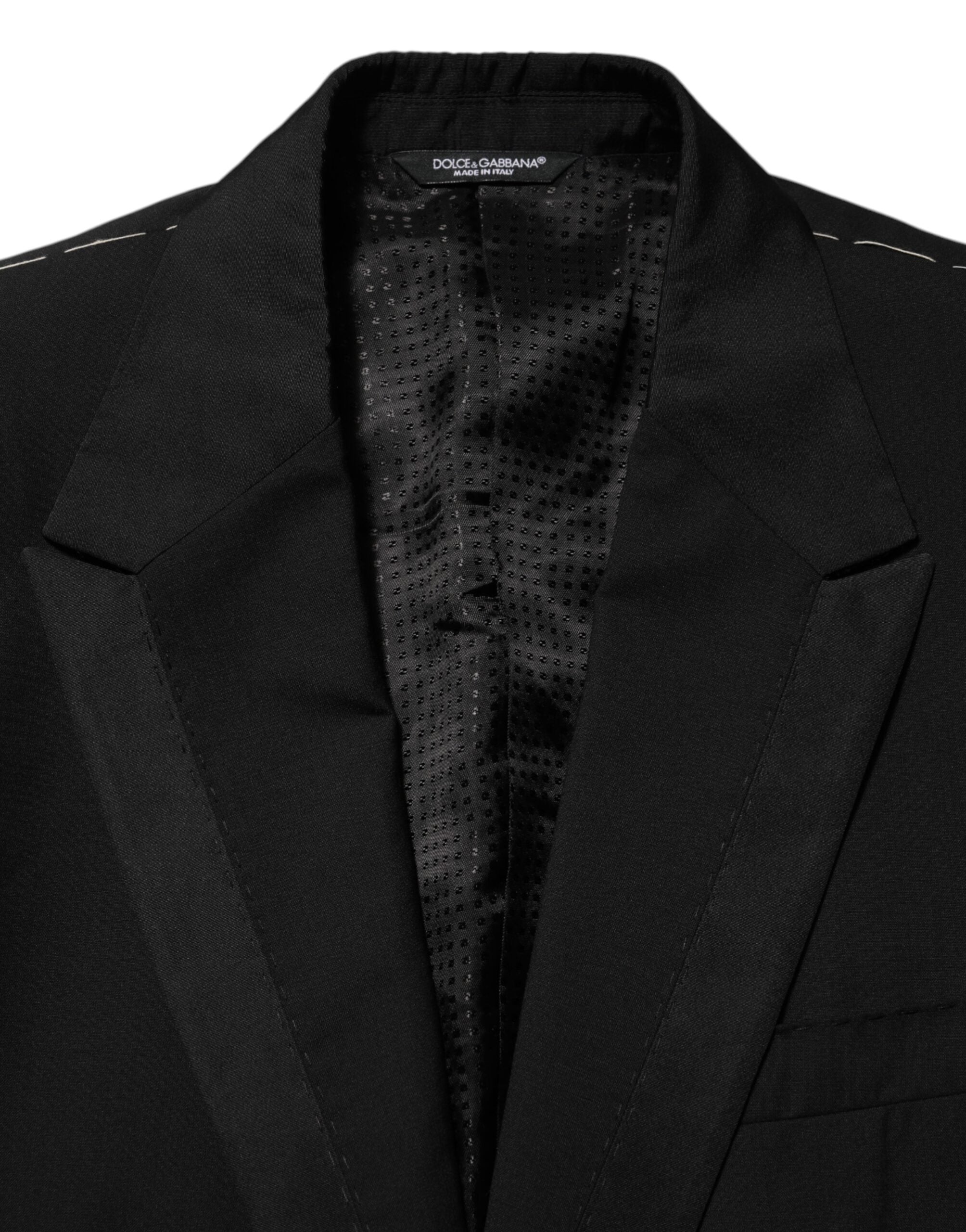 Dolce & Gabbana Black Wool 2 Button Suit Men's Jacket Blazer-7