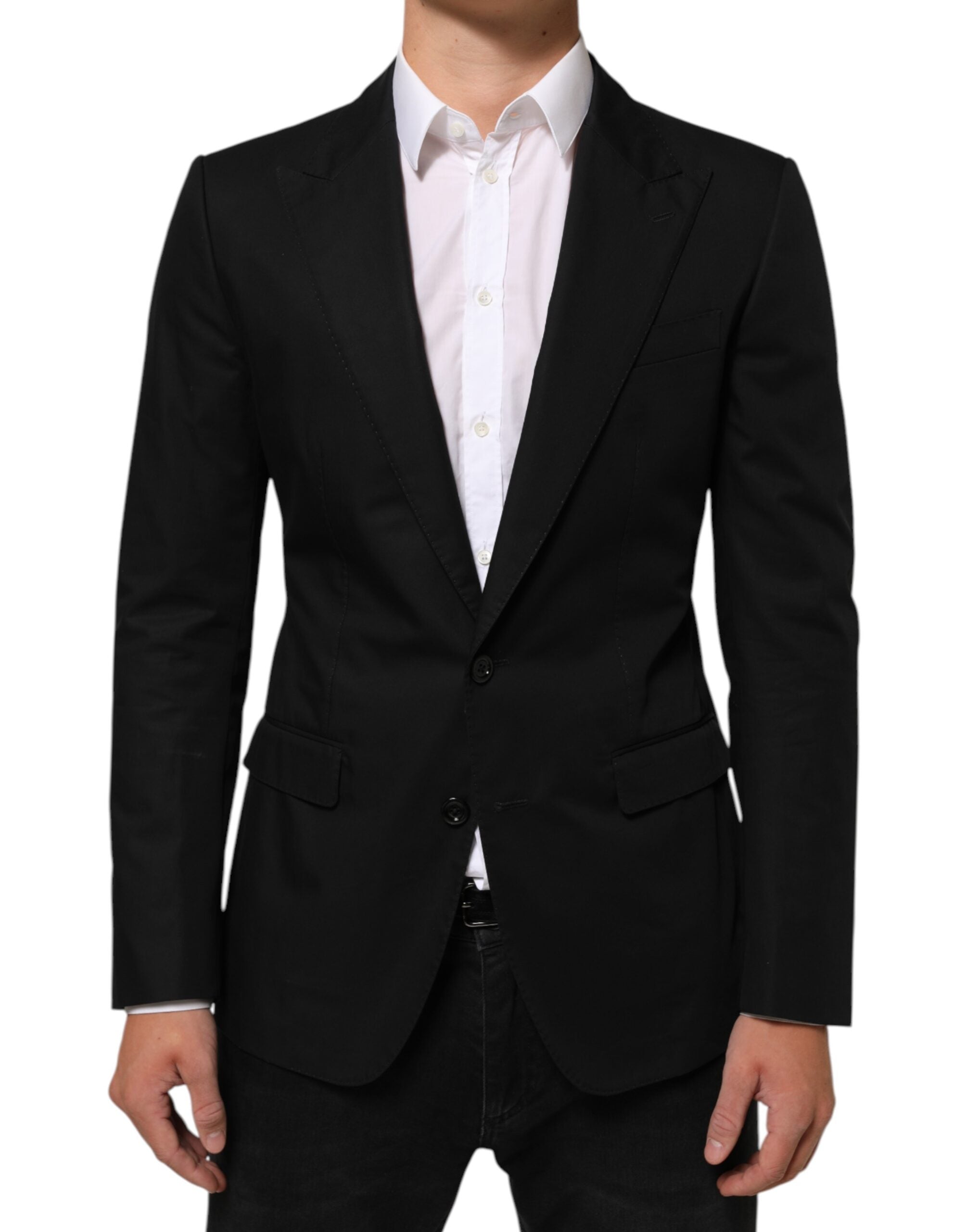 Dolce & Gabbana Schwarz Wolle 2 Knöpfe Anzug Männer Jacke Blazer-2