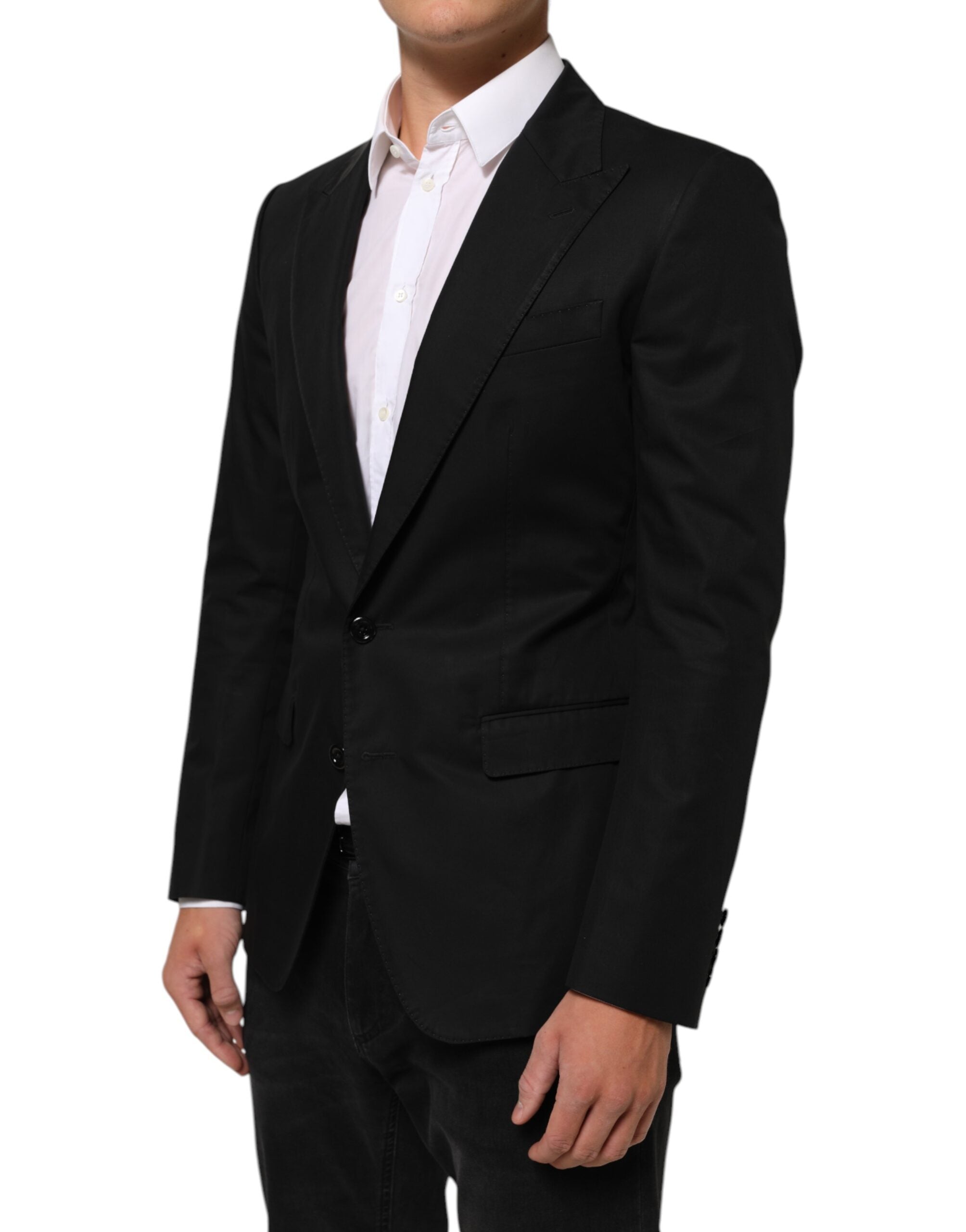 Dolce & Gabbana Schwarz Wolle 2 Knöpfe Anzug Männer Jacke Blazer-3