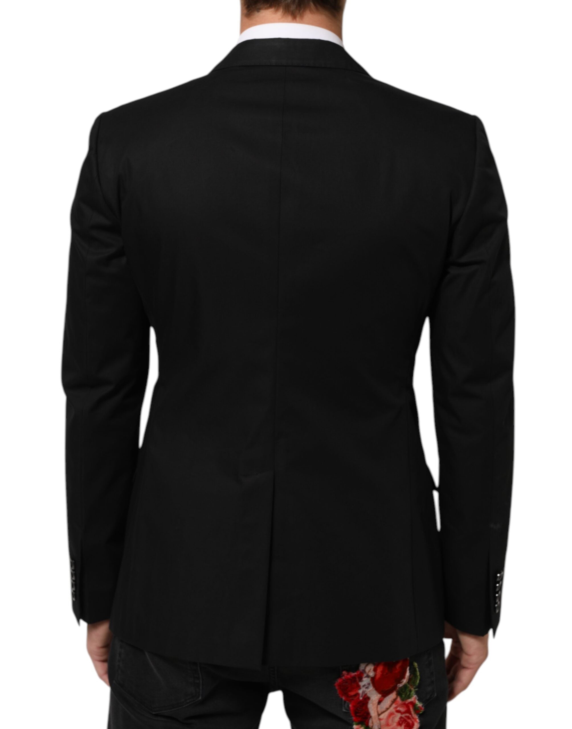 Dolce & Gabbana Schwarz Wolle 2 Knöpfe Anzug Männer Jacke Blazer-4