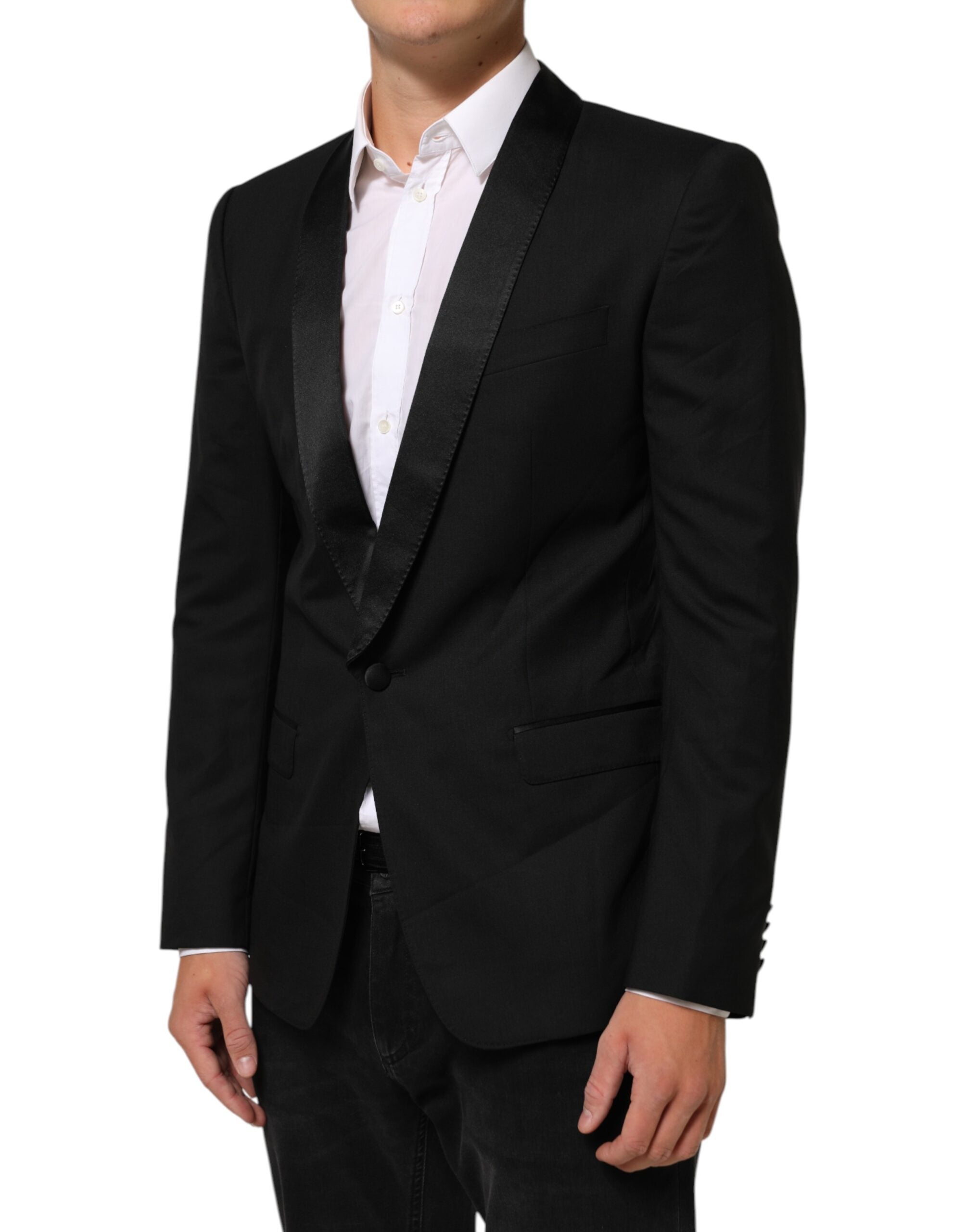Dolce & Gabbana Schwarz MARTINI 1 Knopf Anzug Jacke Blazer-3
