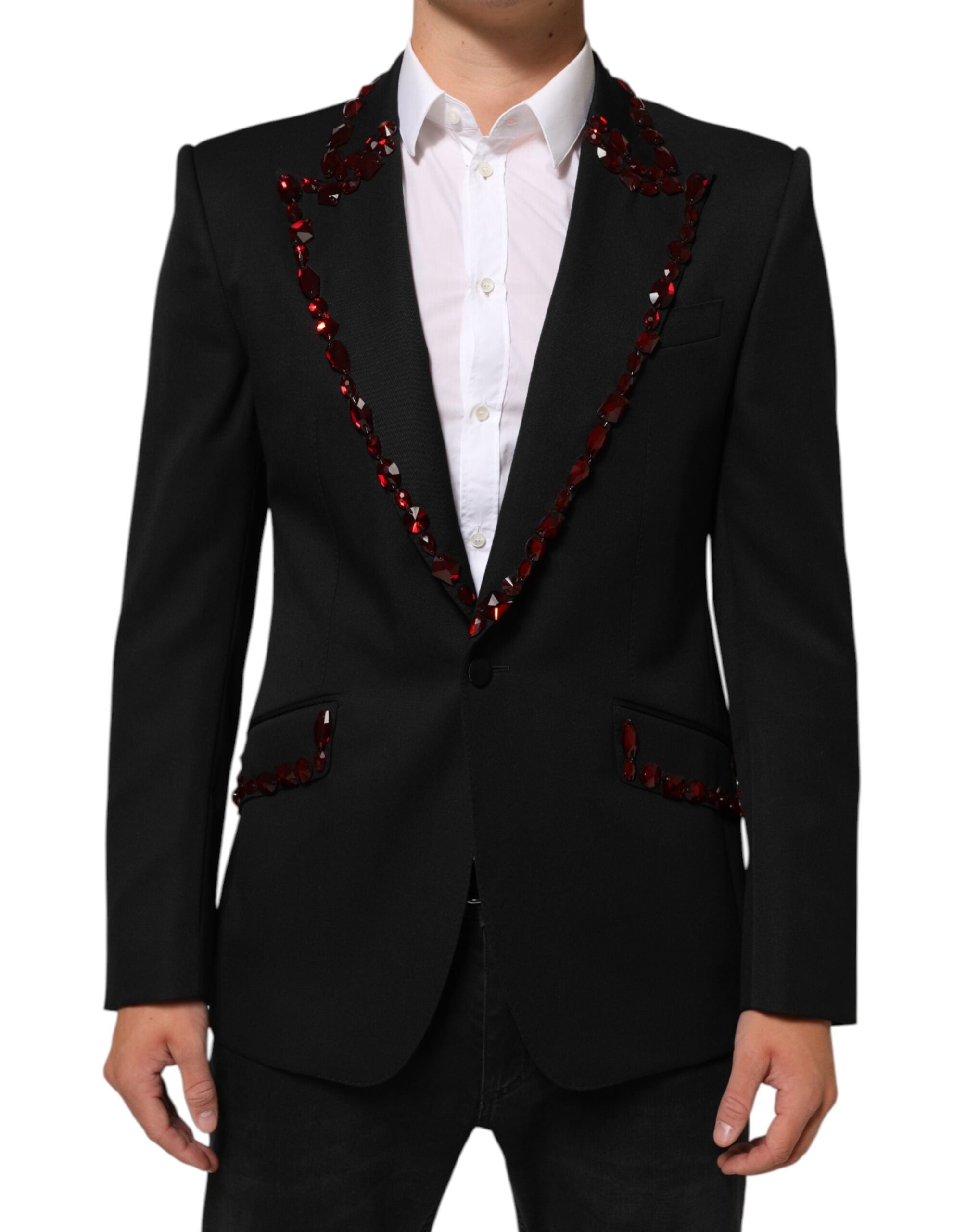 Dolce & Gabbana Schwarzer SICILIA Blazer für Männer mit Kristallverzierung-2