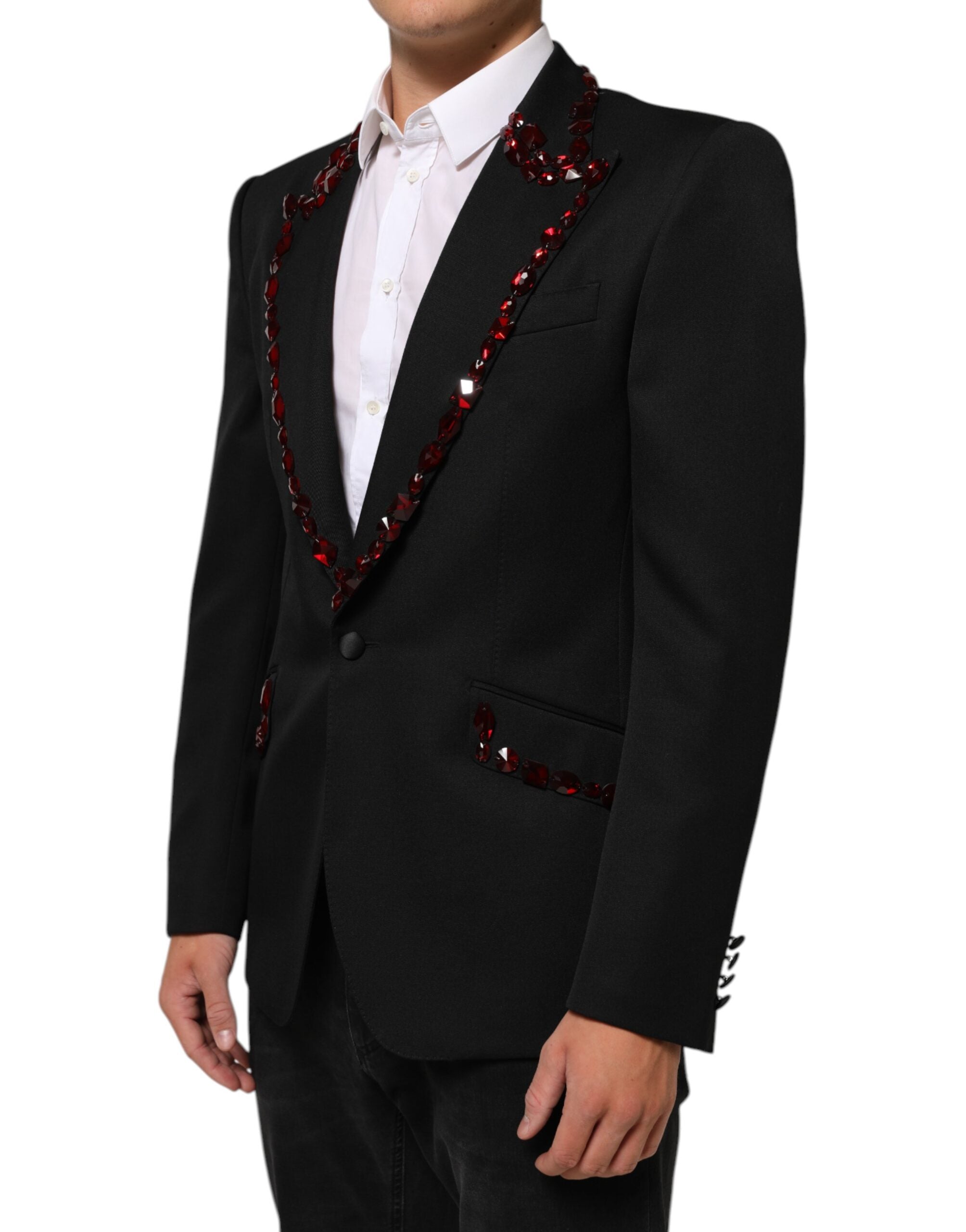 Dolce & Gabbana Schwarzer SICILIA Blazer für Männer mit Kristallverzierung-3