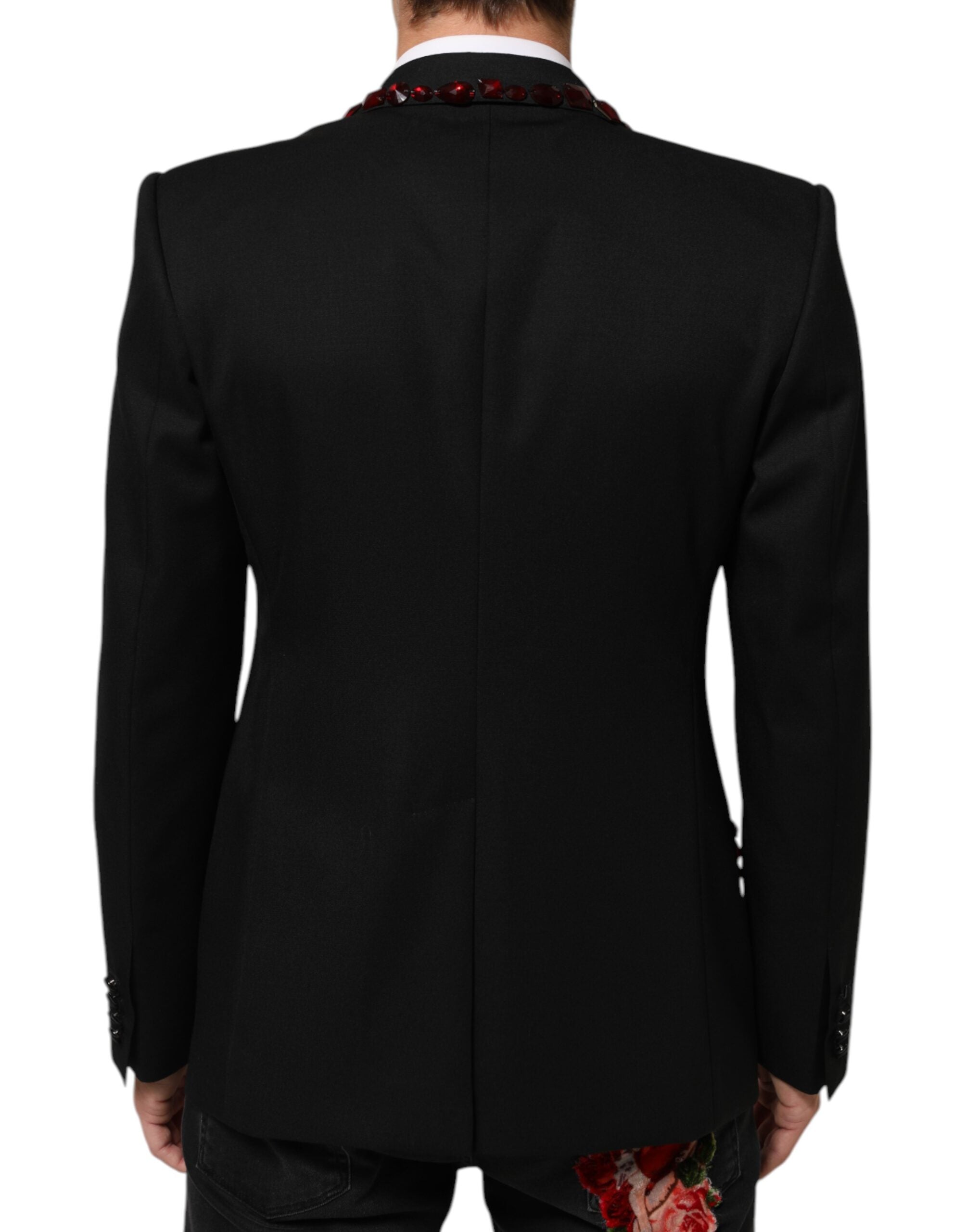 Dolce & Gabbana Schwarzer SICILIA Blazer für Männer mit Kristallverzierung-4