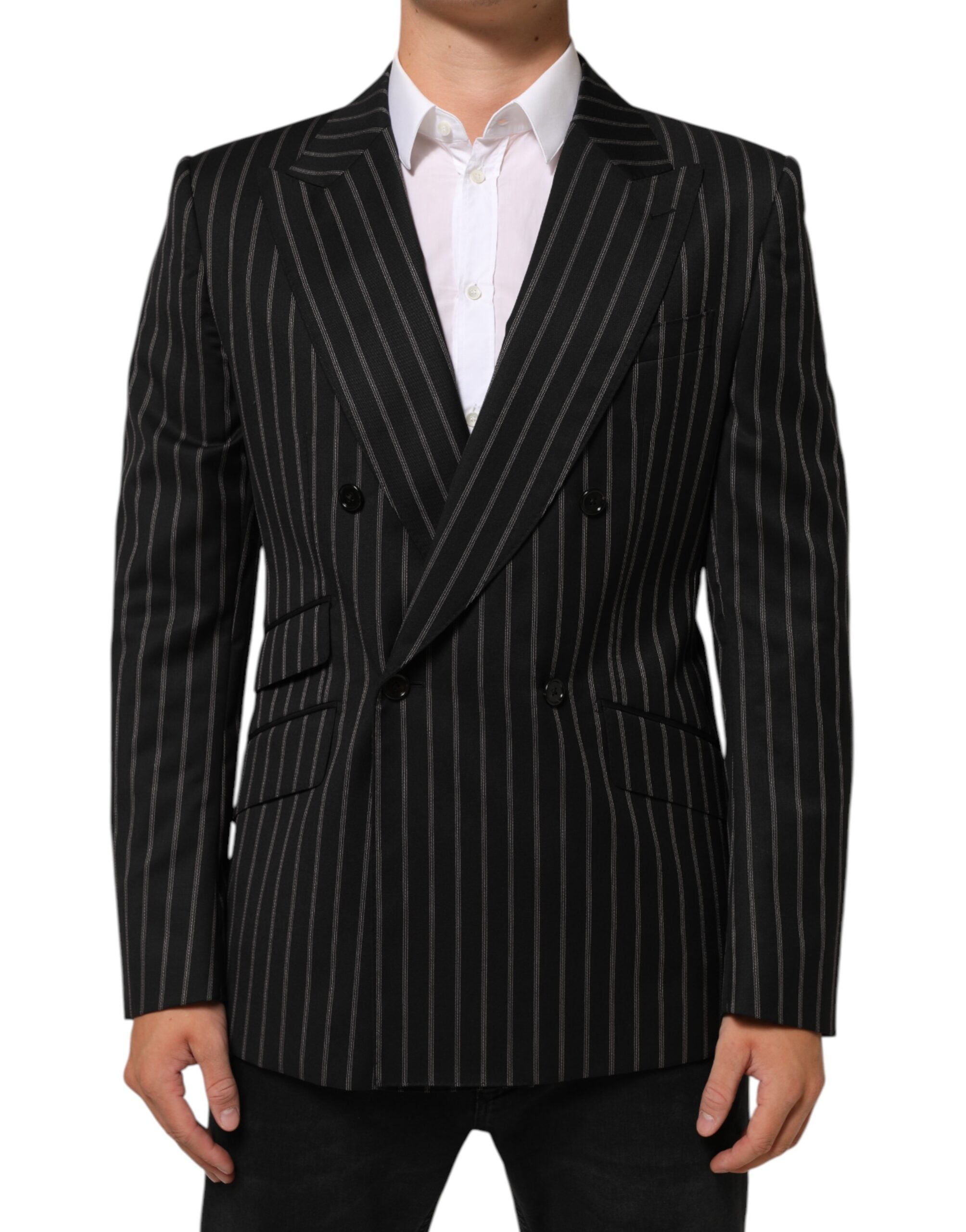 Blazer de traje de 1 botón SICILIA de rayas negras de Dolce & Gabbana-1