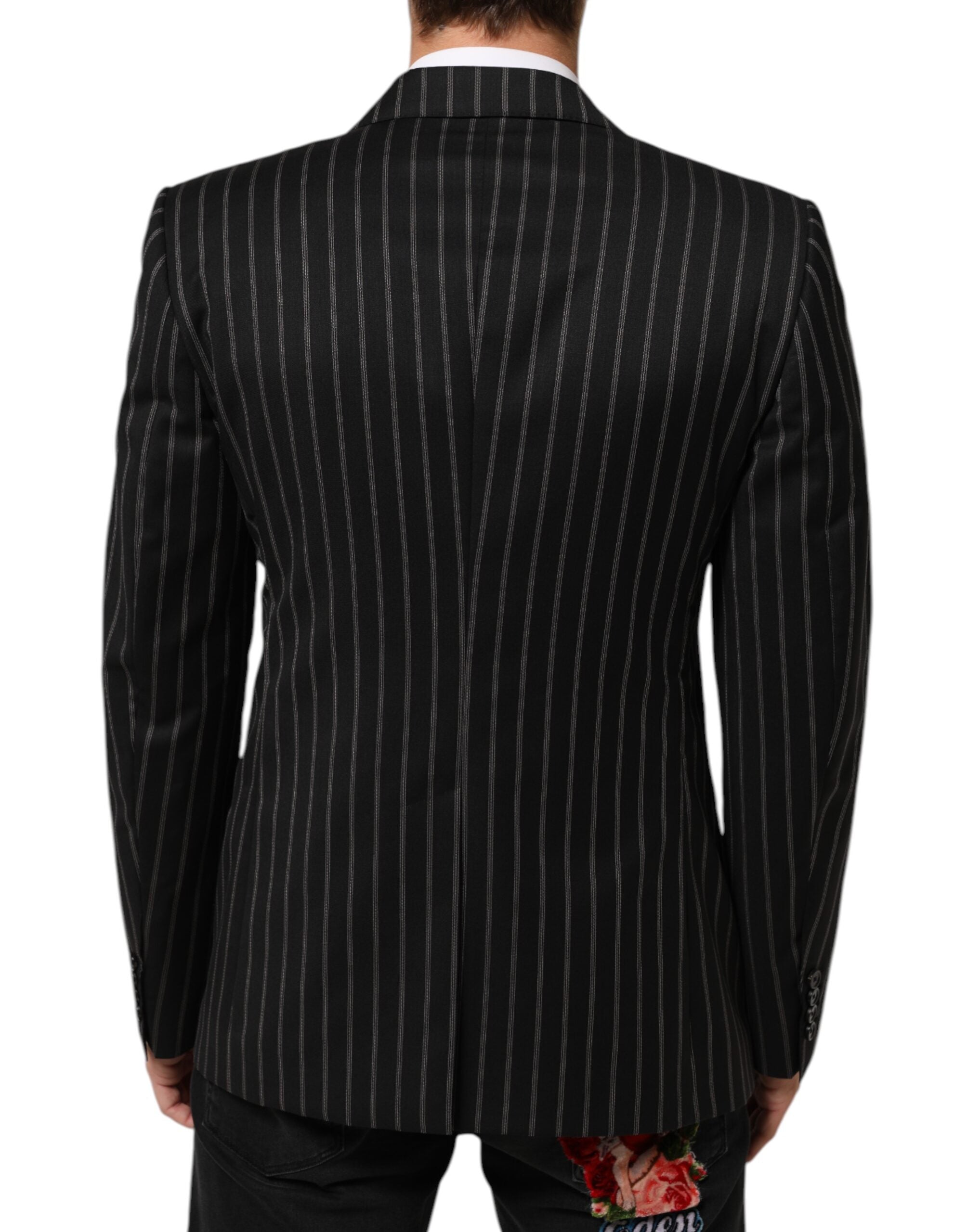 Blazer de traje de 1 botón SICILIA de rayas negras de Dolce & Gabbana-4