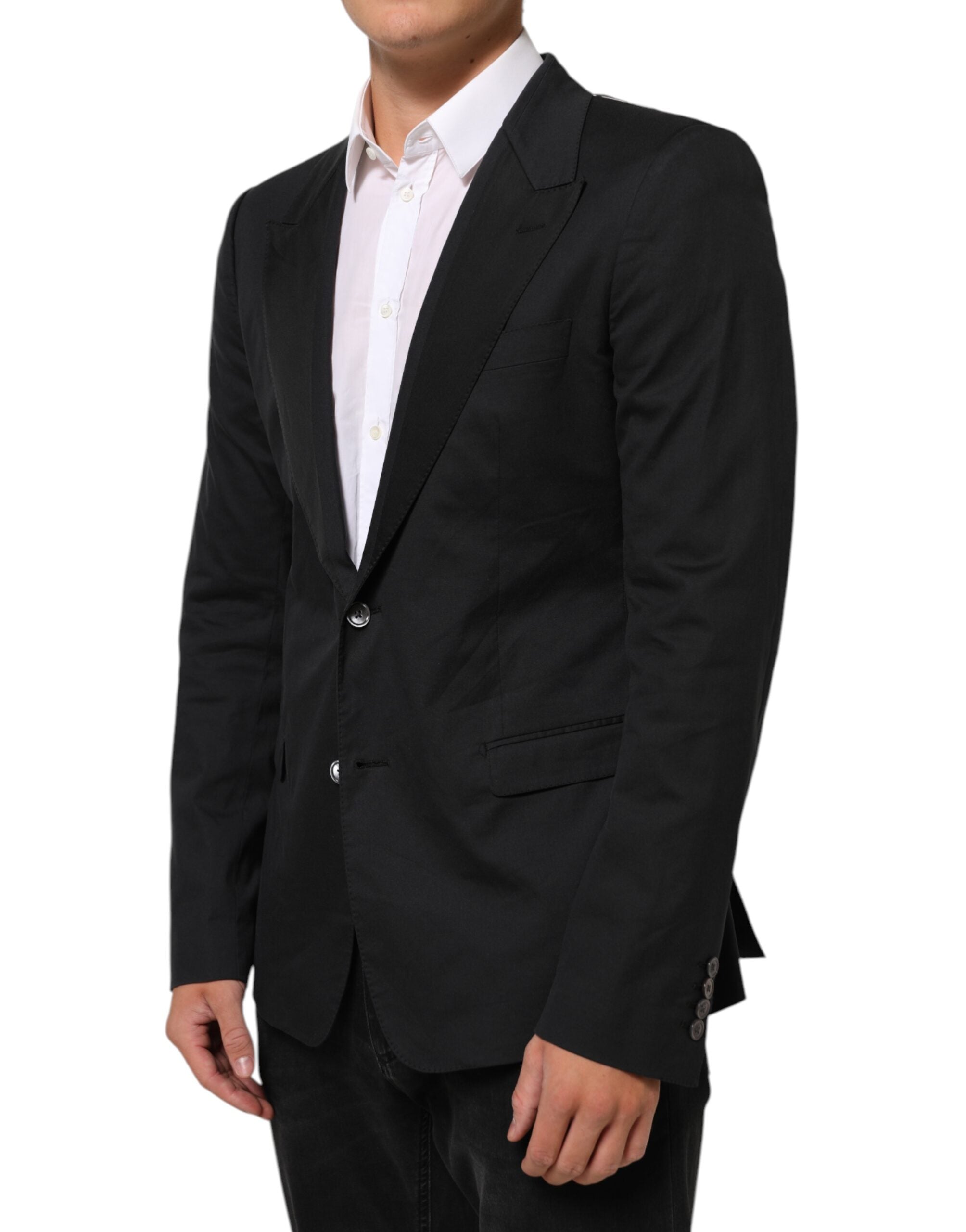 Chaqueta de traje de dos botones de algodón negro de Dolce & Gabbana-3