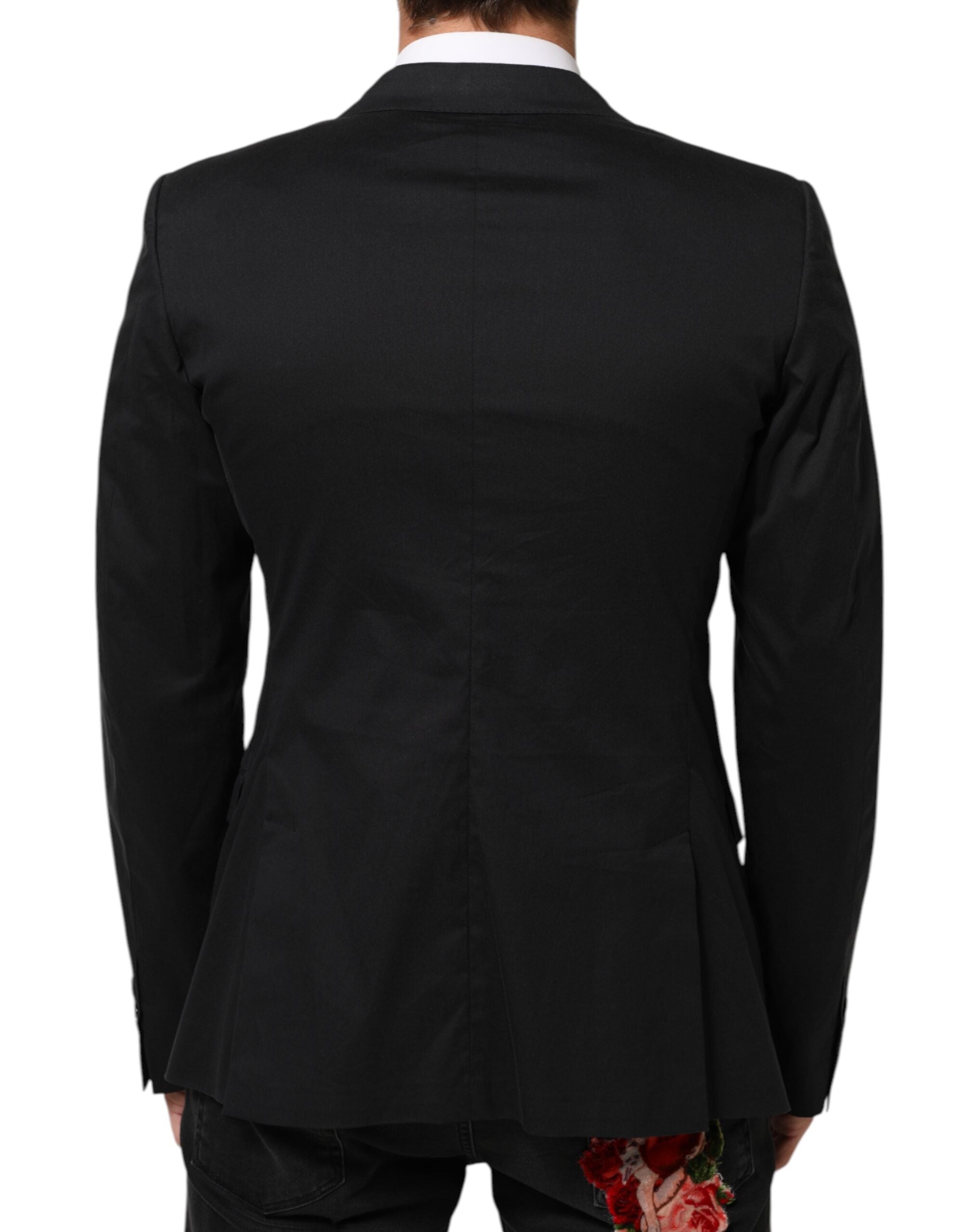 Chaqueta de traje de dos botones de algodón negro de Dolce & Gabbana-4
