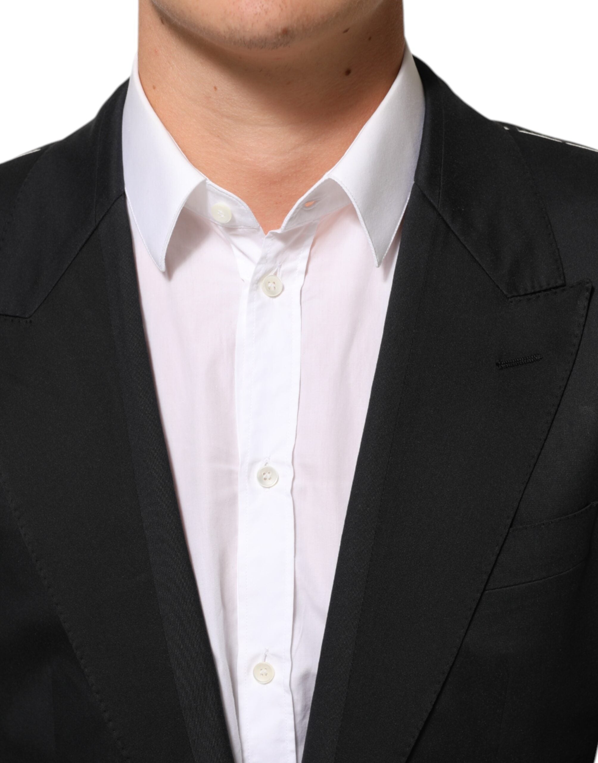 Chaqueta de traje de dos botones de algodón negro de Dolce & Gabbana-5