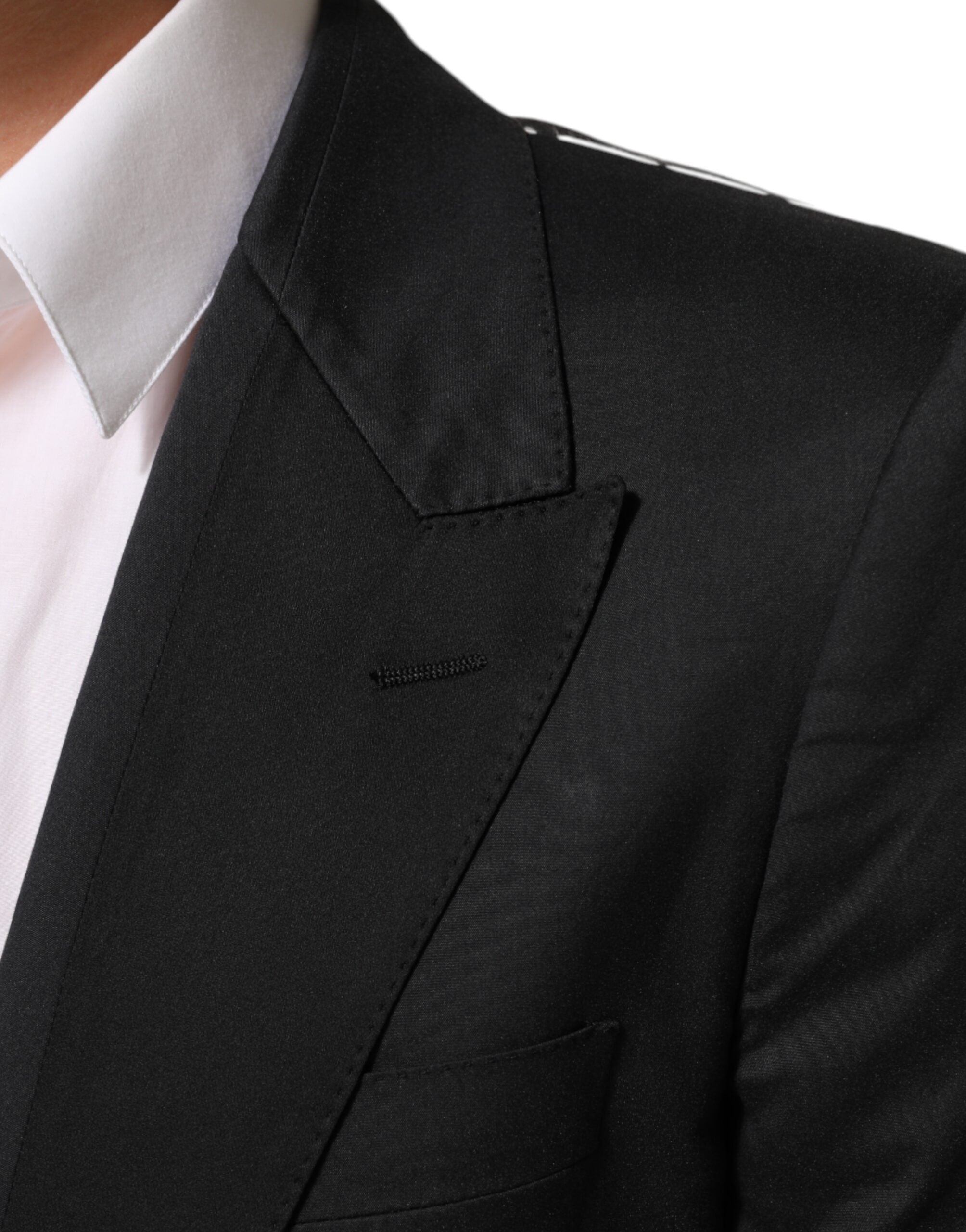 Chaqueta de traje de dos botones de algodón negro de Dolce & Gabbana-6