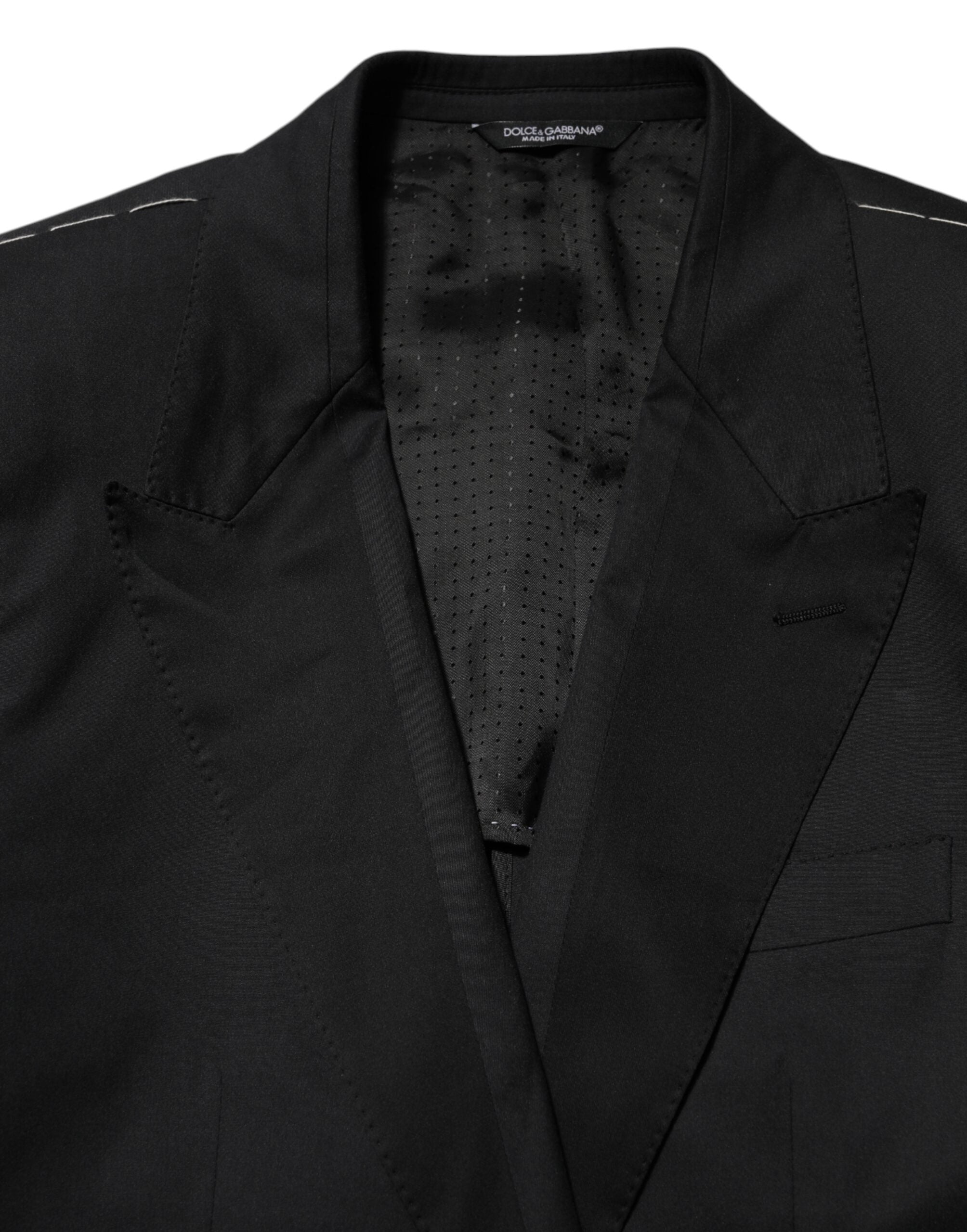 Chaqueta de traje de dos botones de algodón negro de Dolce & Gabbana-7
