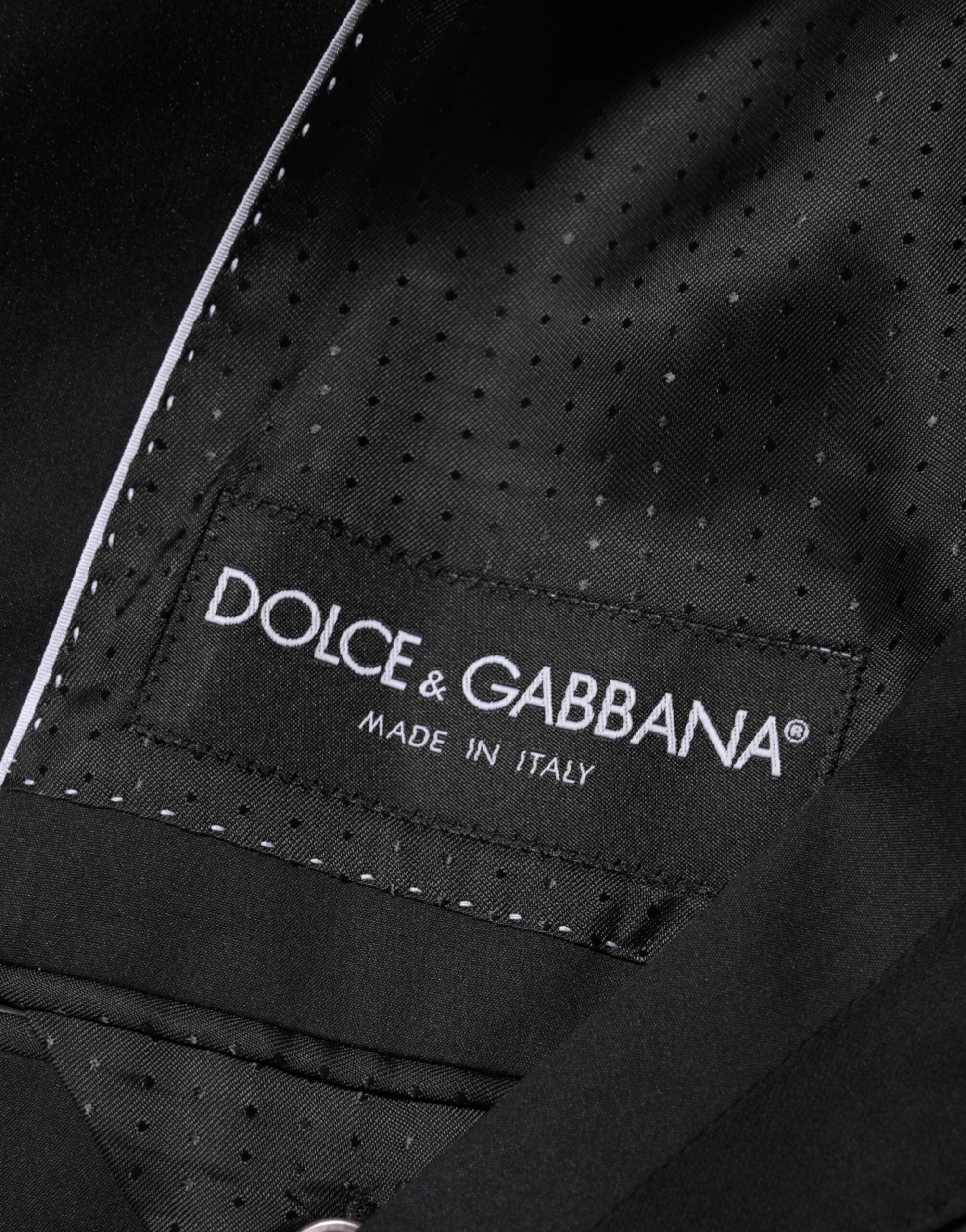 Chaqueta de traje de dos botones de algodón negro de Dolce & Gabbana-8