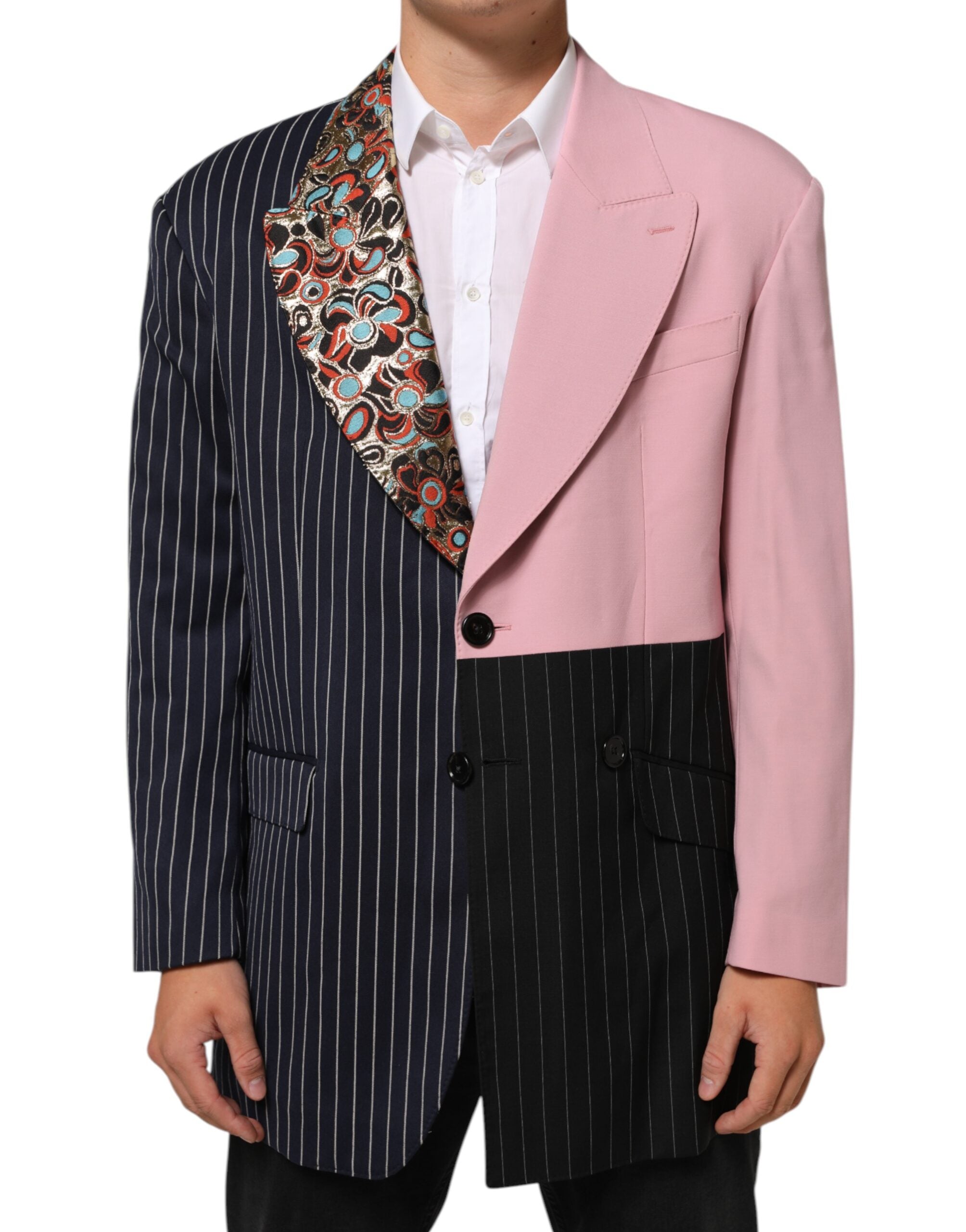 Dolce & Gabbana Multicolor Patchwork Single-Breasted Jacket Blazer-1