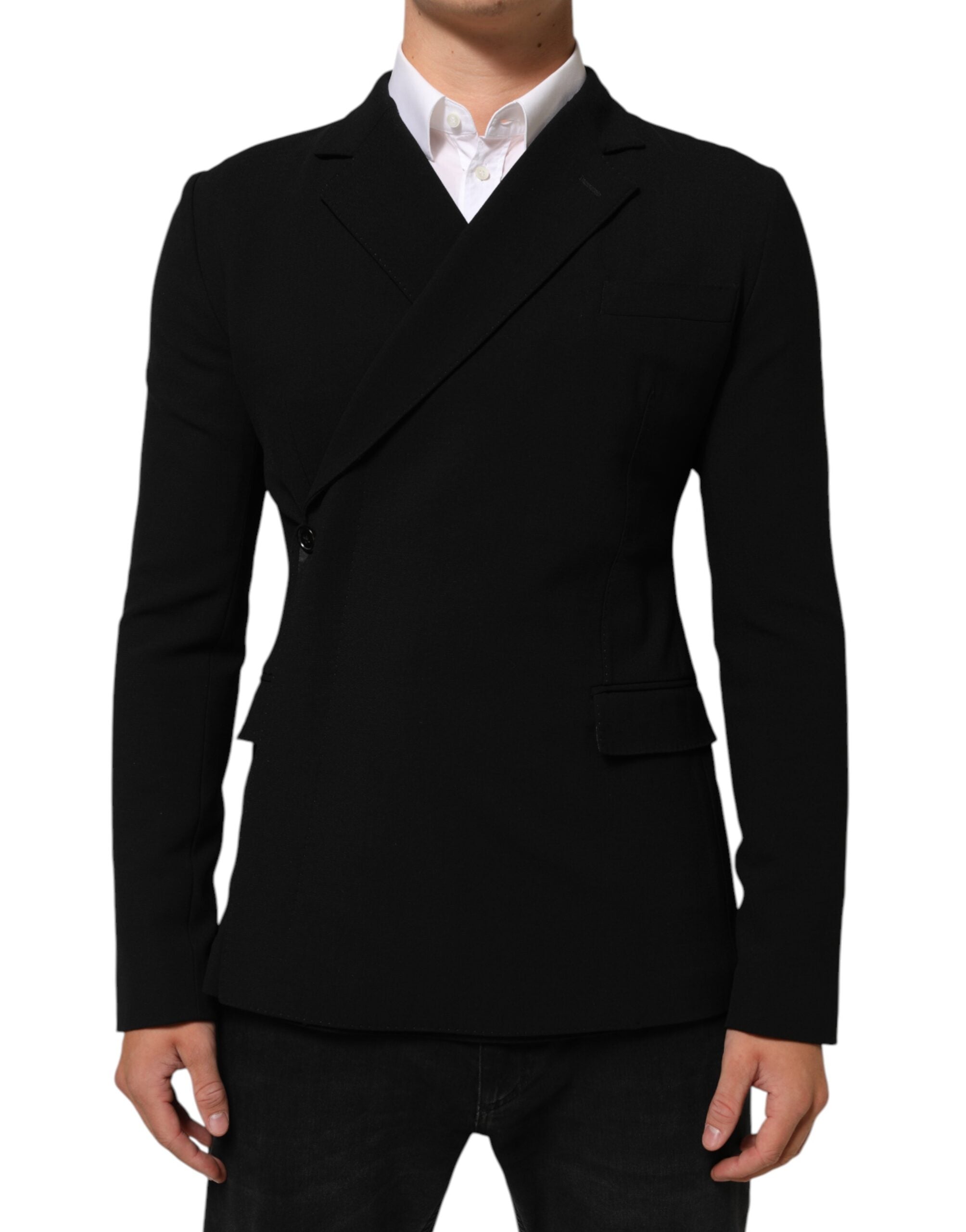 Dolce & Gabbana Black Wool Blazer with Double the Conviction-1