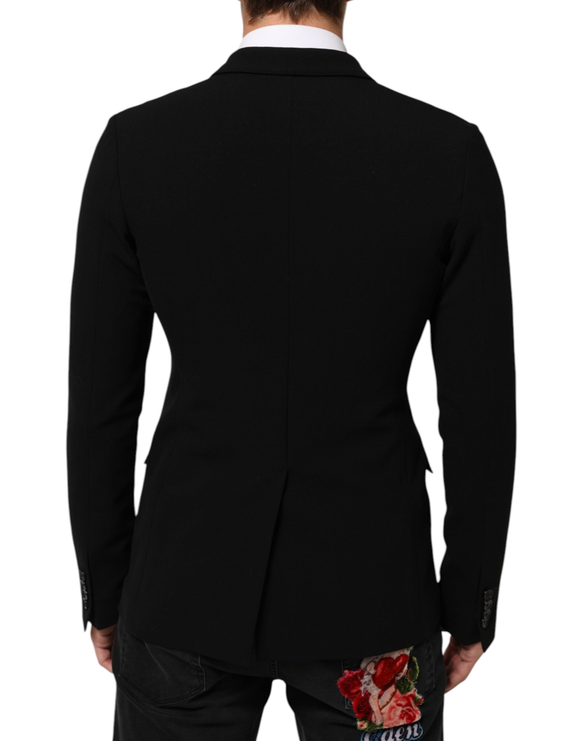 Dolce & Gabbana Black Wool Blazer with Double the Conviction-4
