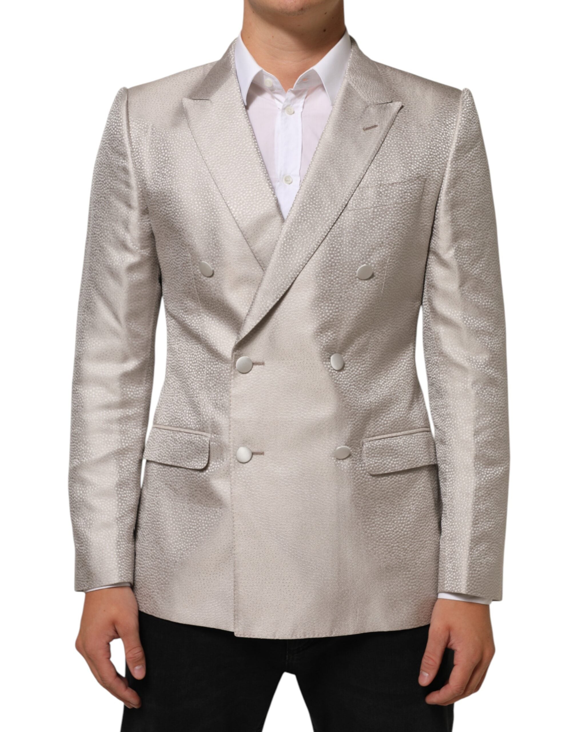 Dolce & Gabbana Beige MARTINI Double-breasted Suit Blazer-2