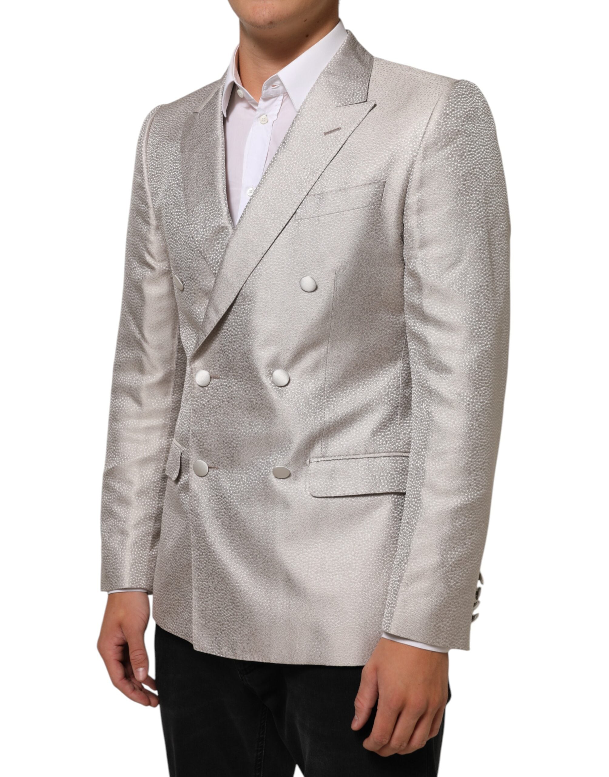 Dolce & Gabbana Beige MARTINI Double-breasted Suit Blazer-3