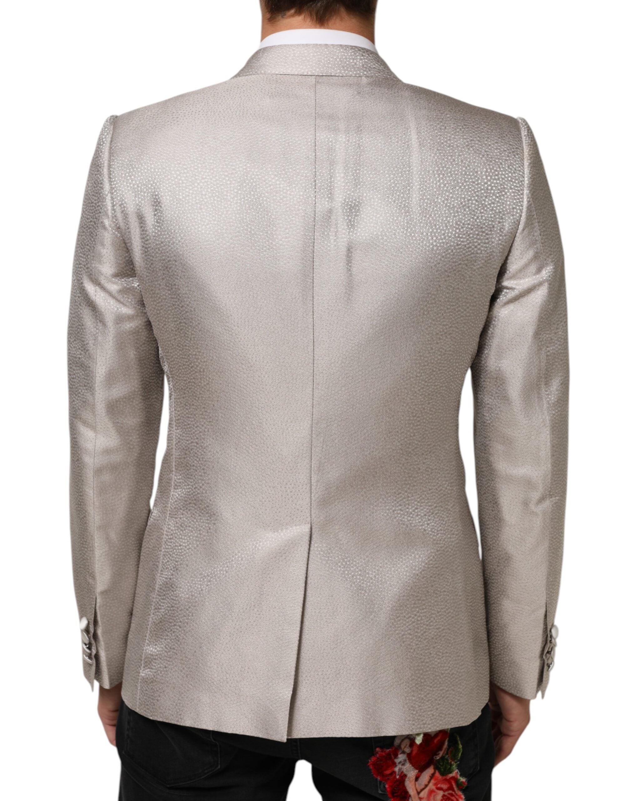 Dolce & Gabbana Beige MARTINI Double-breasted Suit Blazer-4