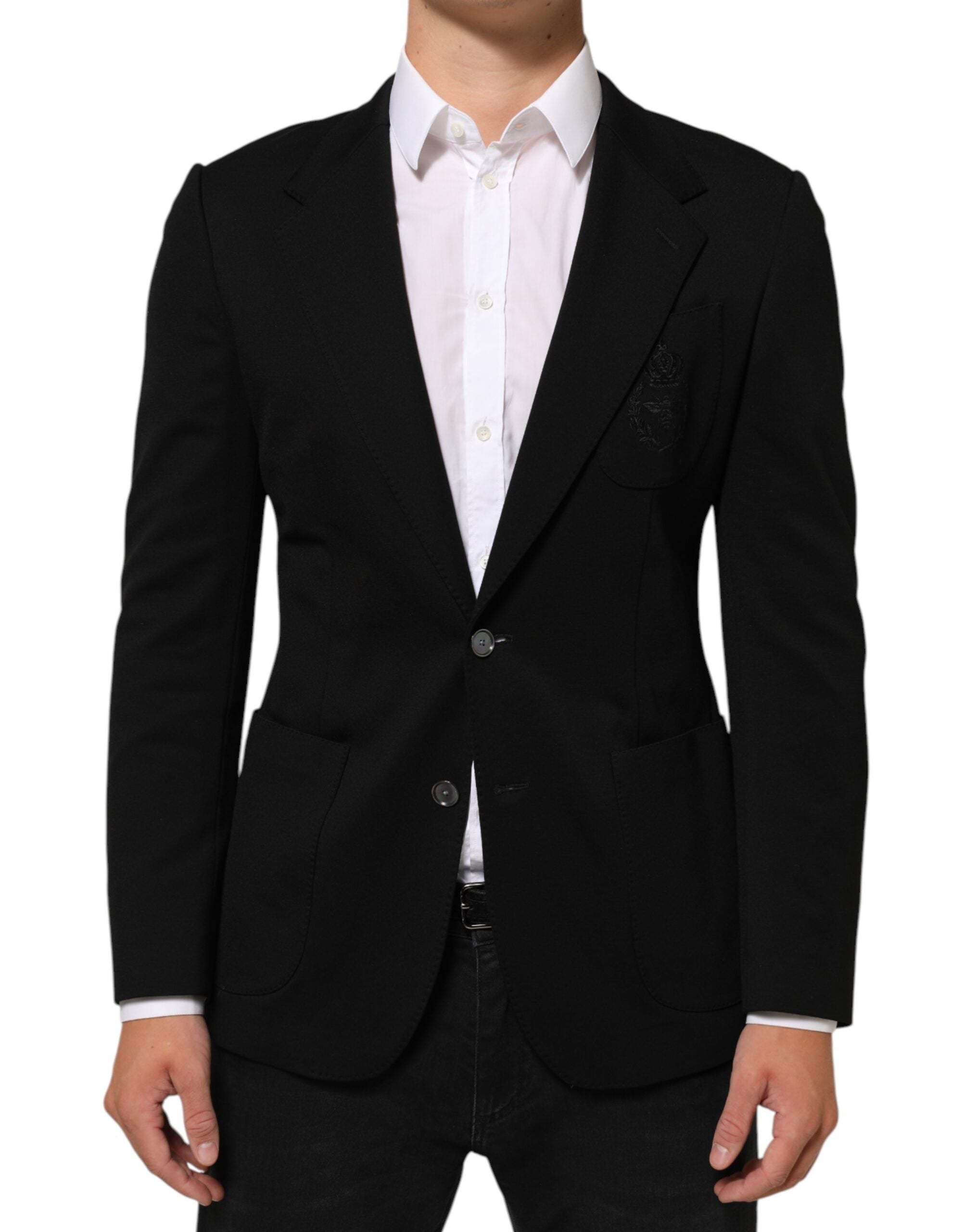 Chaqueta de traje de viscosa negra de dos botones de Dolce & Gabbana-1