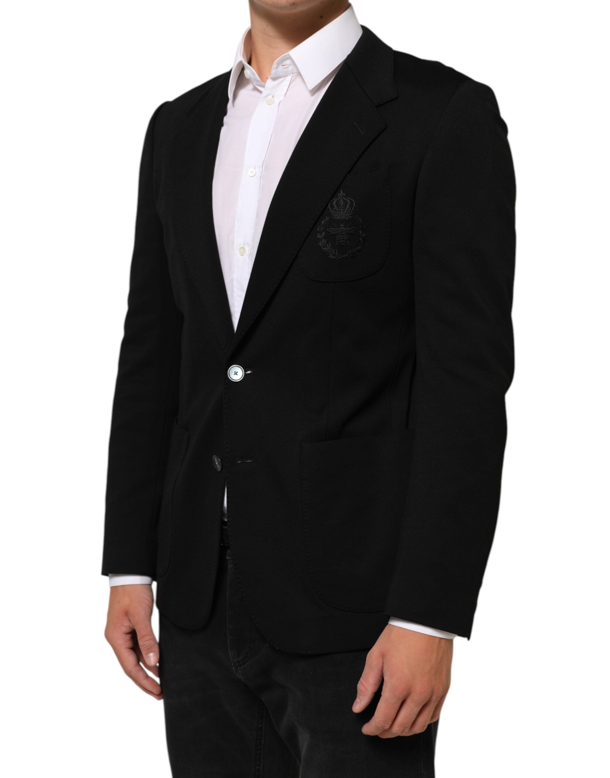 Chaqueta de traje de viscosa negra de dos botones de Dolce & Gabbana-3
