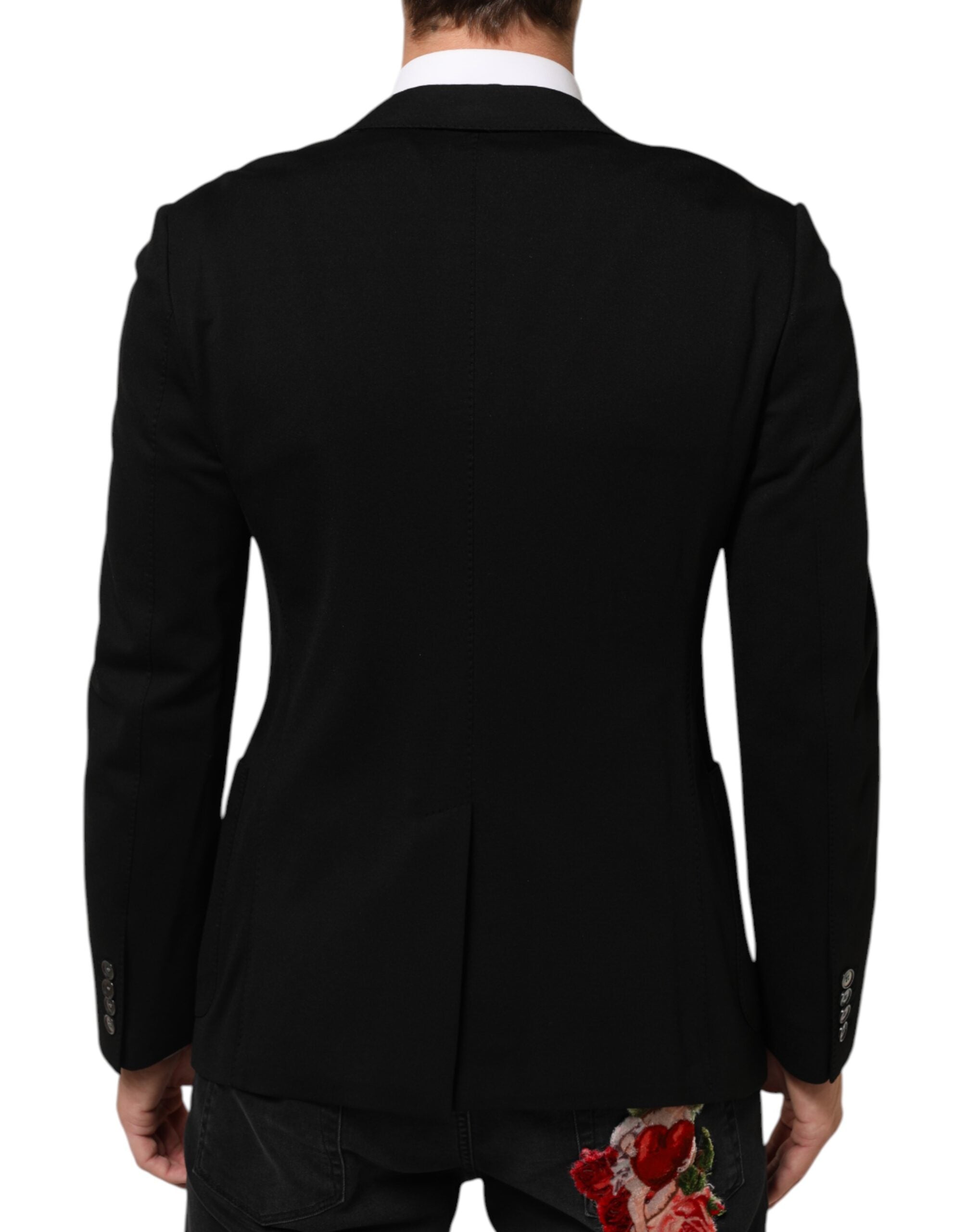 Chaqueta de traje de viscosa negra de dos botones de Dolce & Gabbana-4