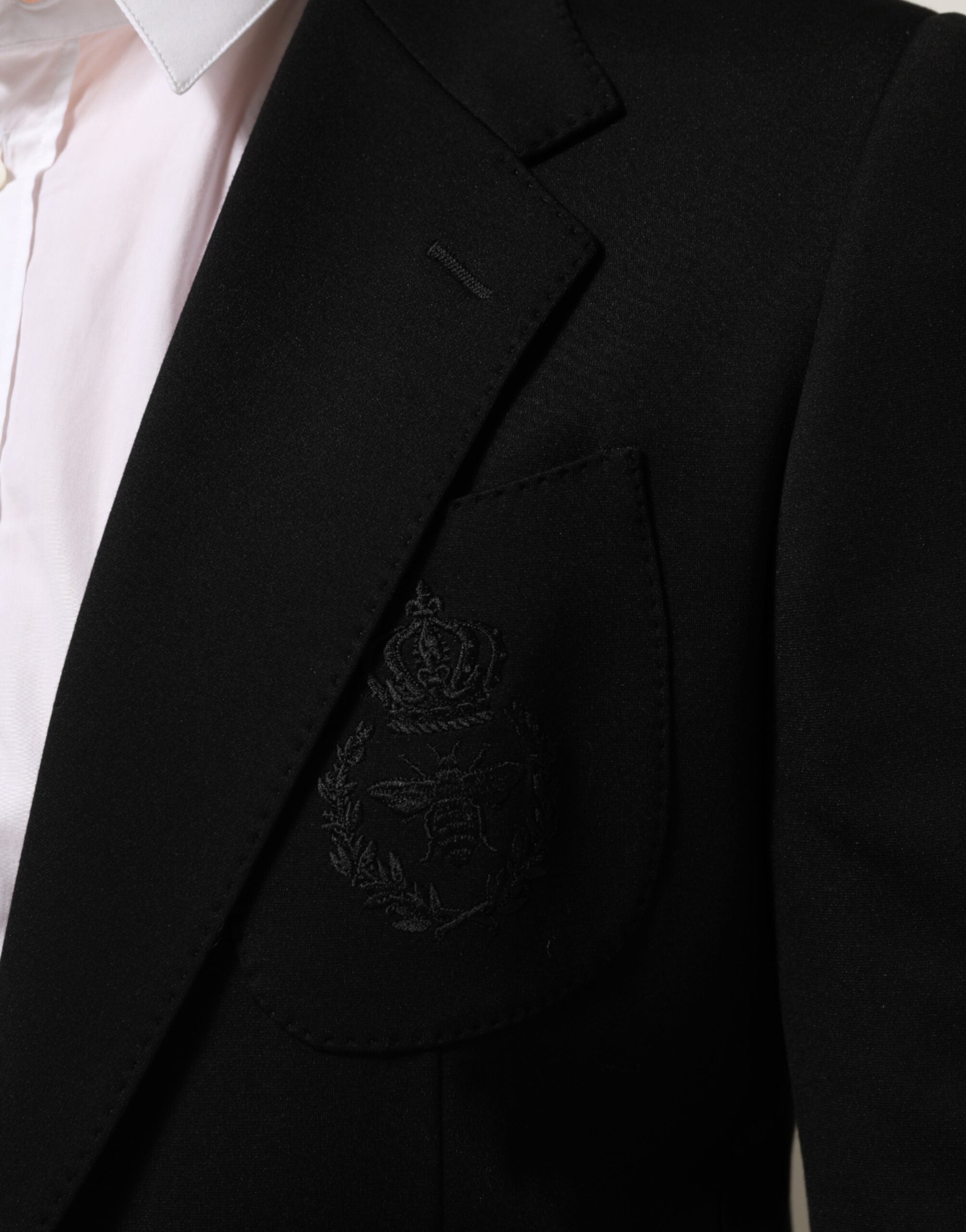 Chaqueta de traje de viscosa negra de dos botones de Dolce & Gabbana-6