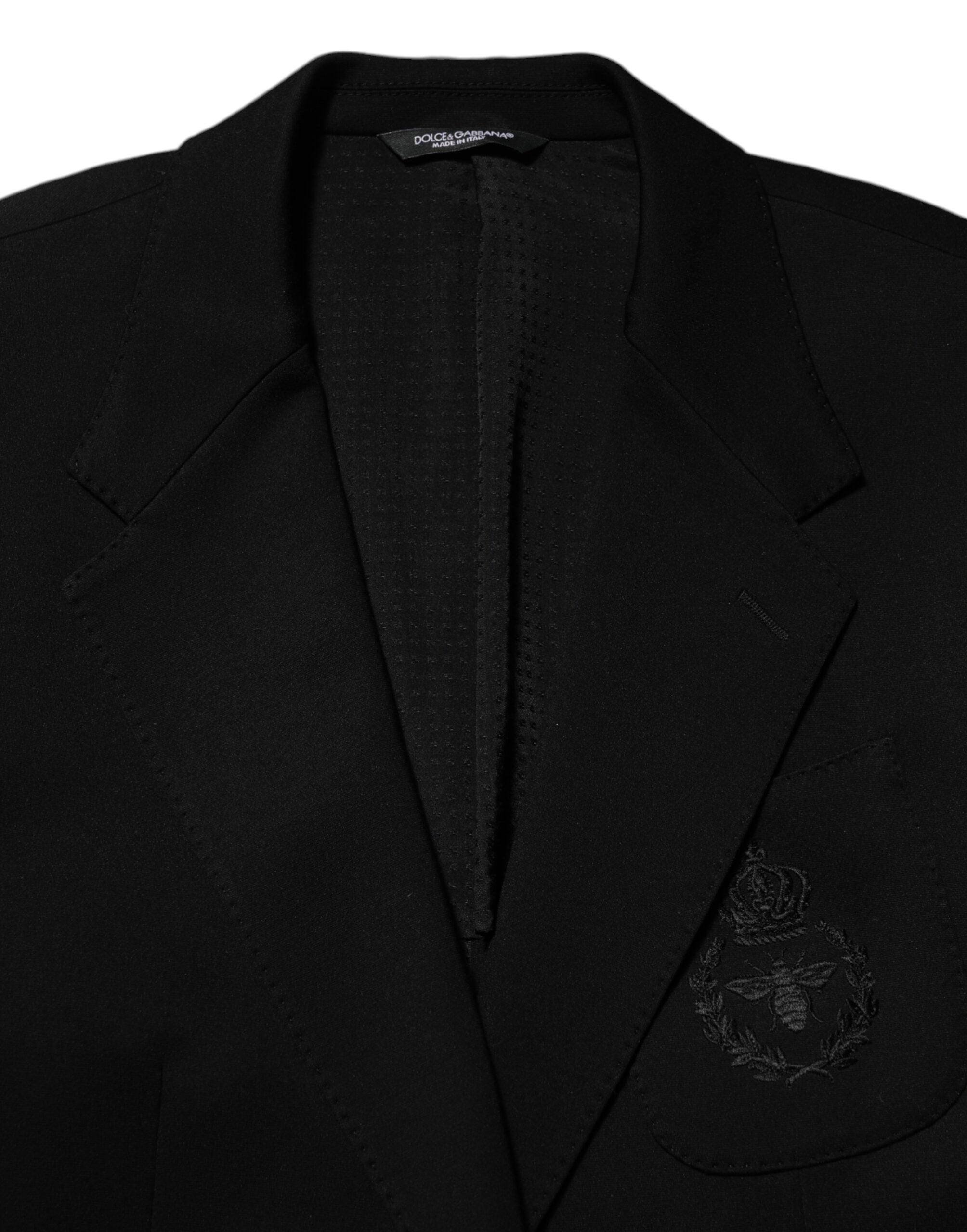 Chaqueta de traje de viscosa negra de dos botones de Dolce & Gabbana-7