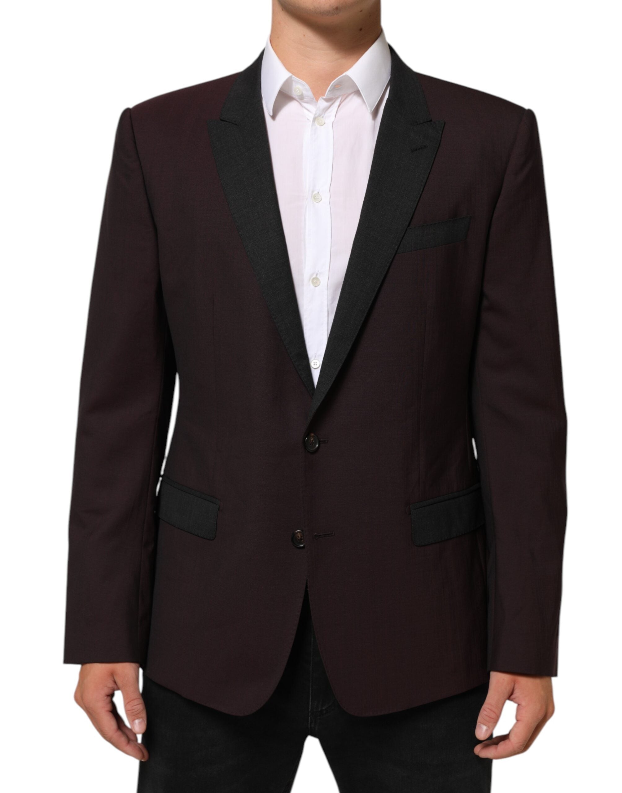 Dolce & Gabbana Maroon Wool 2 Button Suit Jacket Blazer-2