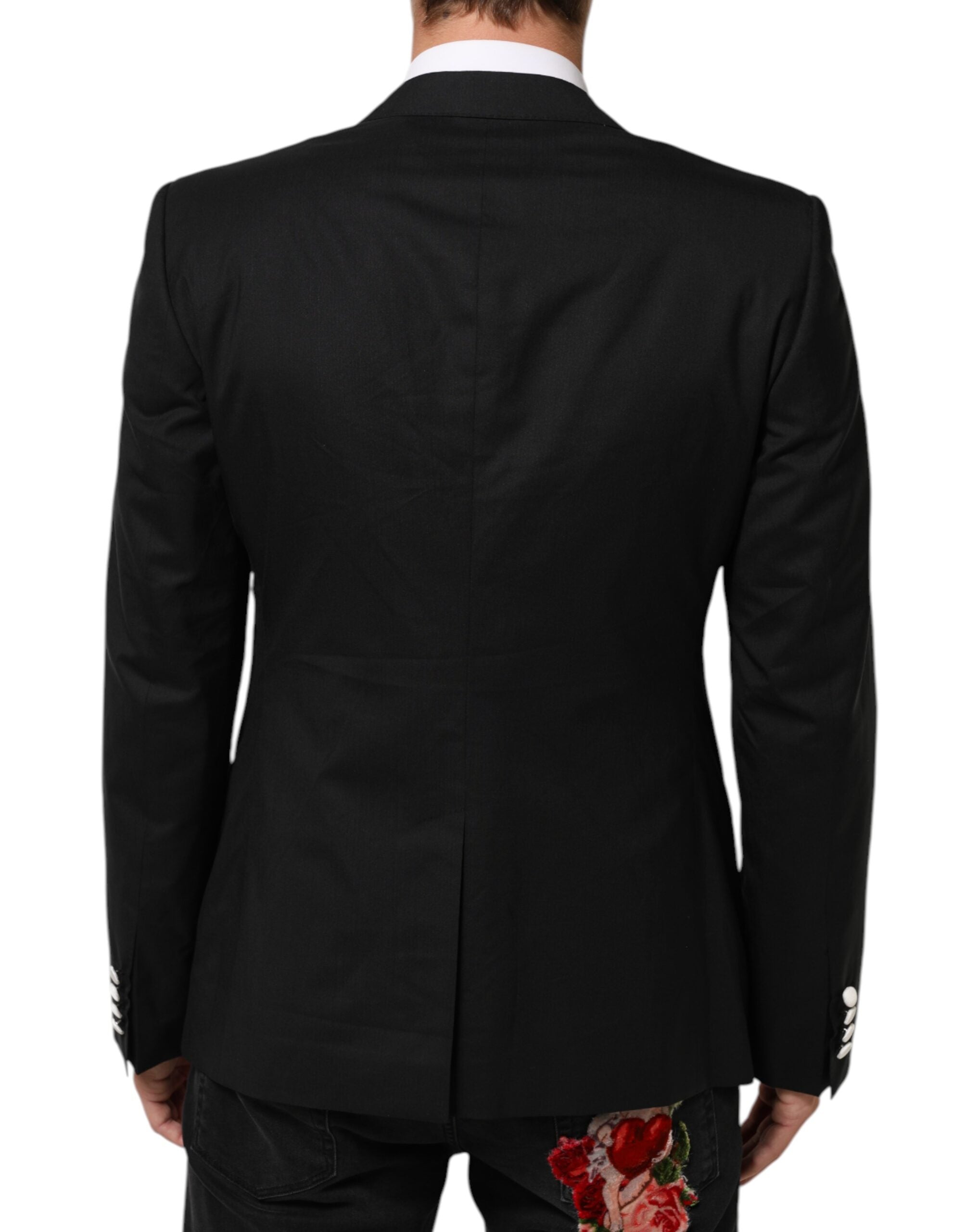 Dolce & Gabbana Black White MARTINI 1 Button Men's Suit Blazer-4