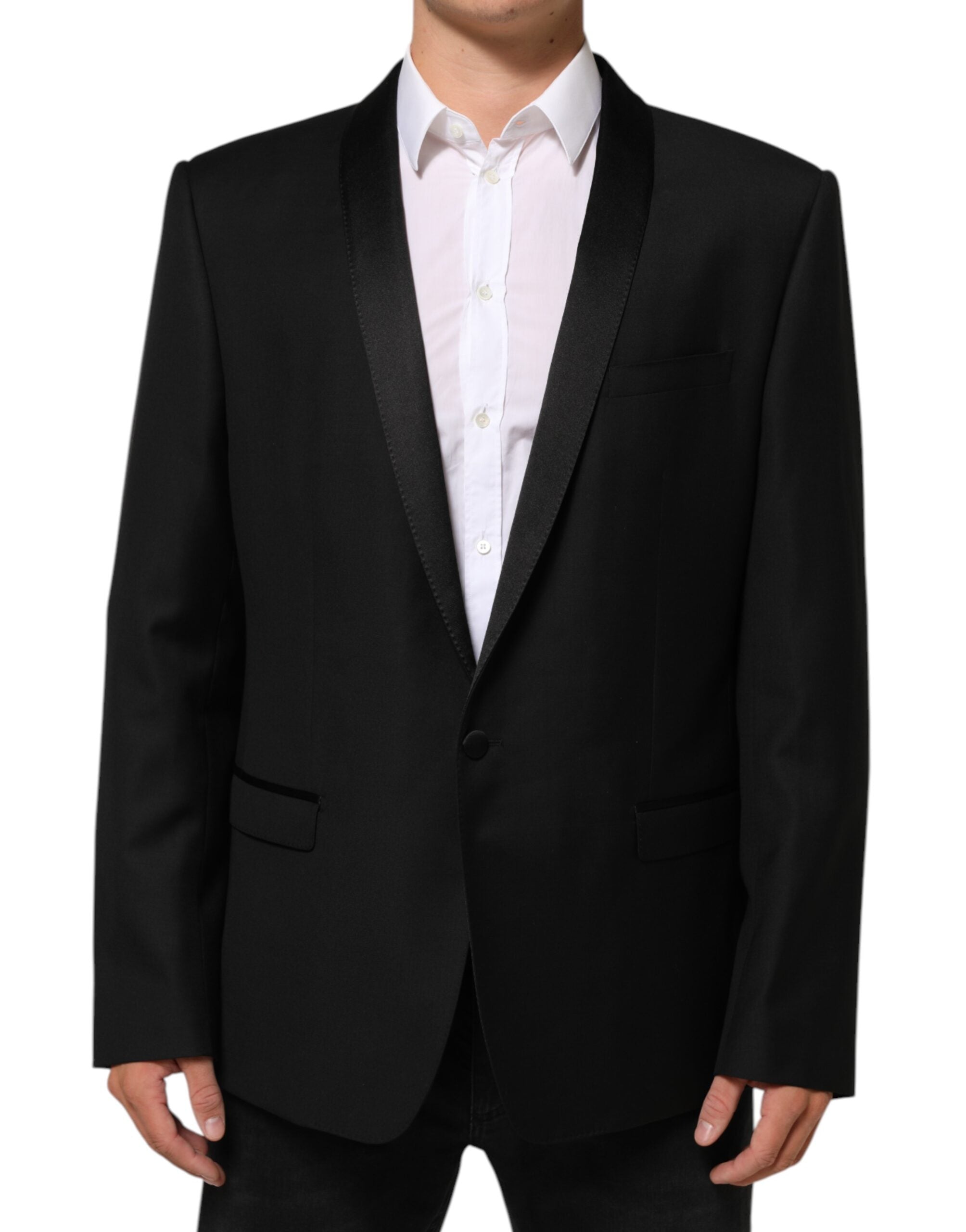 Dolce & Gabbana Black Wool GOLD 1 Button Men's Suit Blazer-2