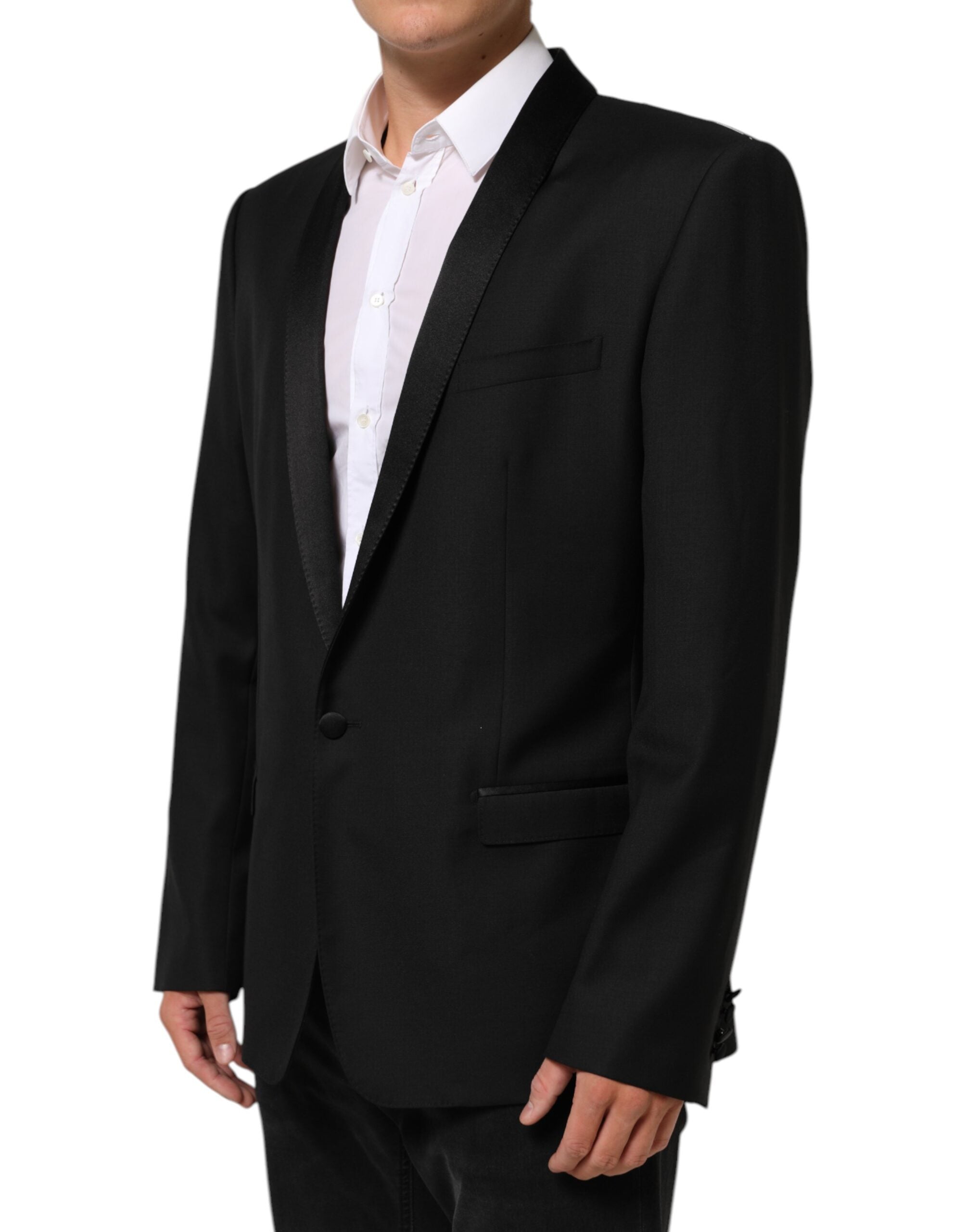 Dolce & Gabbana Black Wool GOLD 1 Button Men's Suit Blazer-3