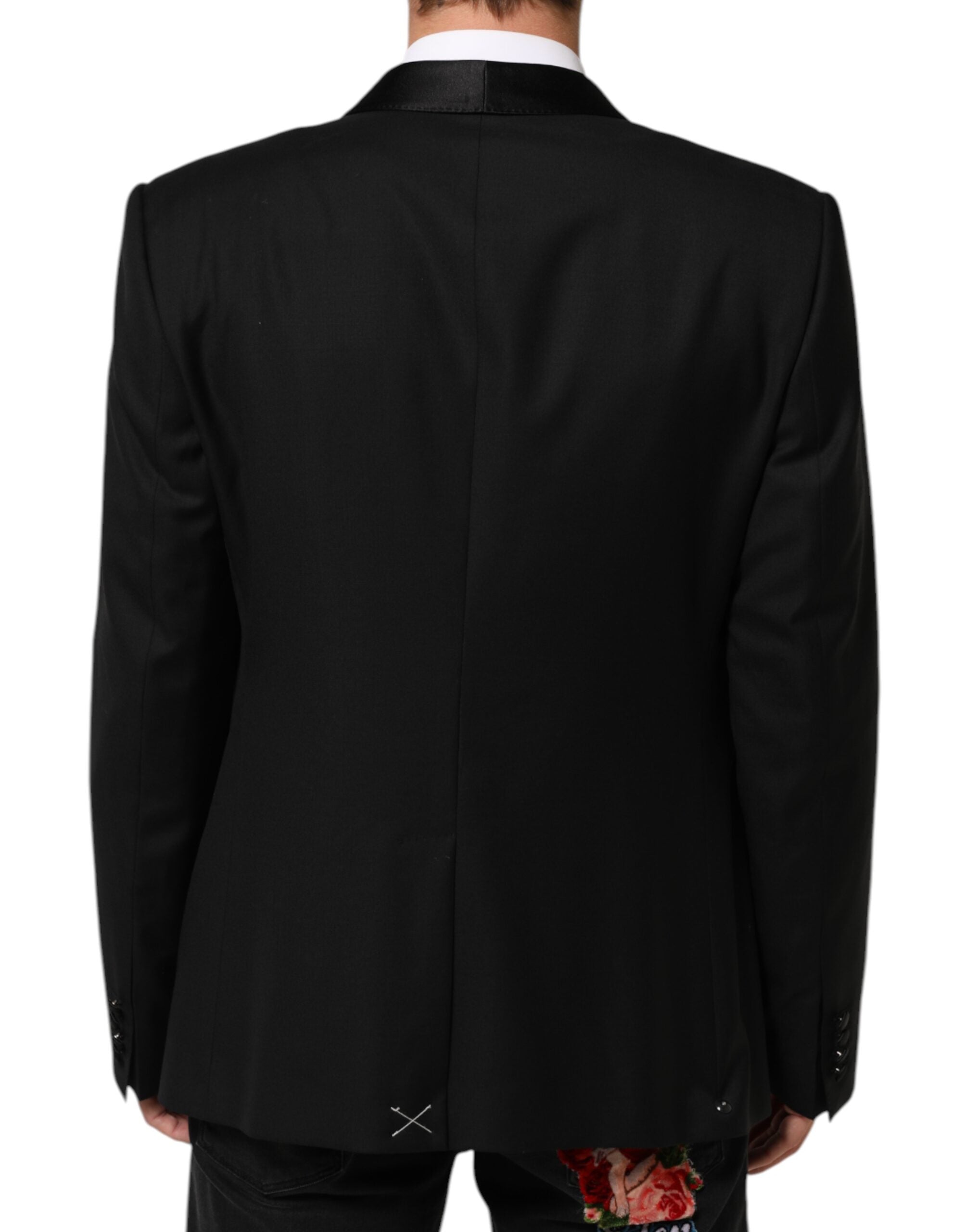 Dolce & Gabbana Black Wool GOLD 1 Button Men's Suit Blazer-4