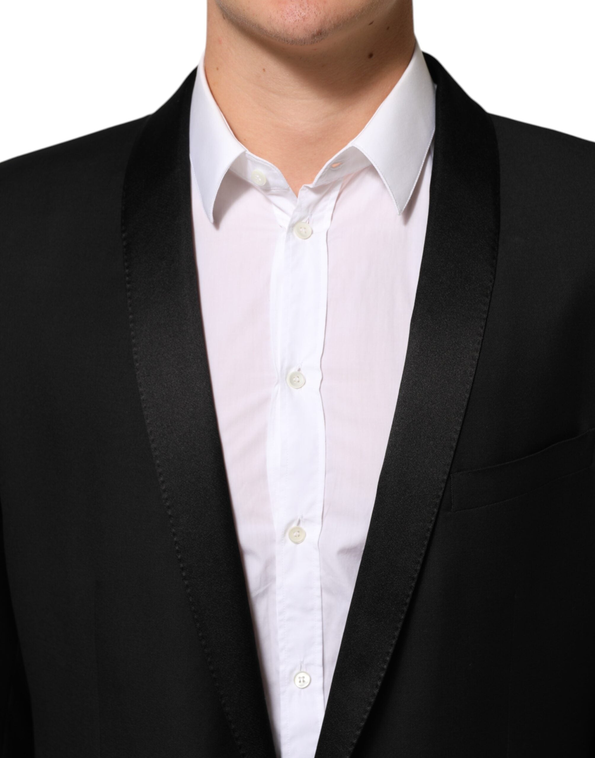 Dolce & Gabbana Black Wool GOLD 1 Button Men's Suit Blazer-5